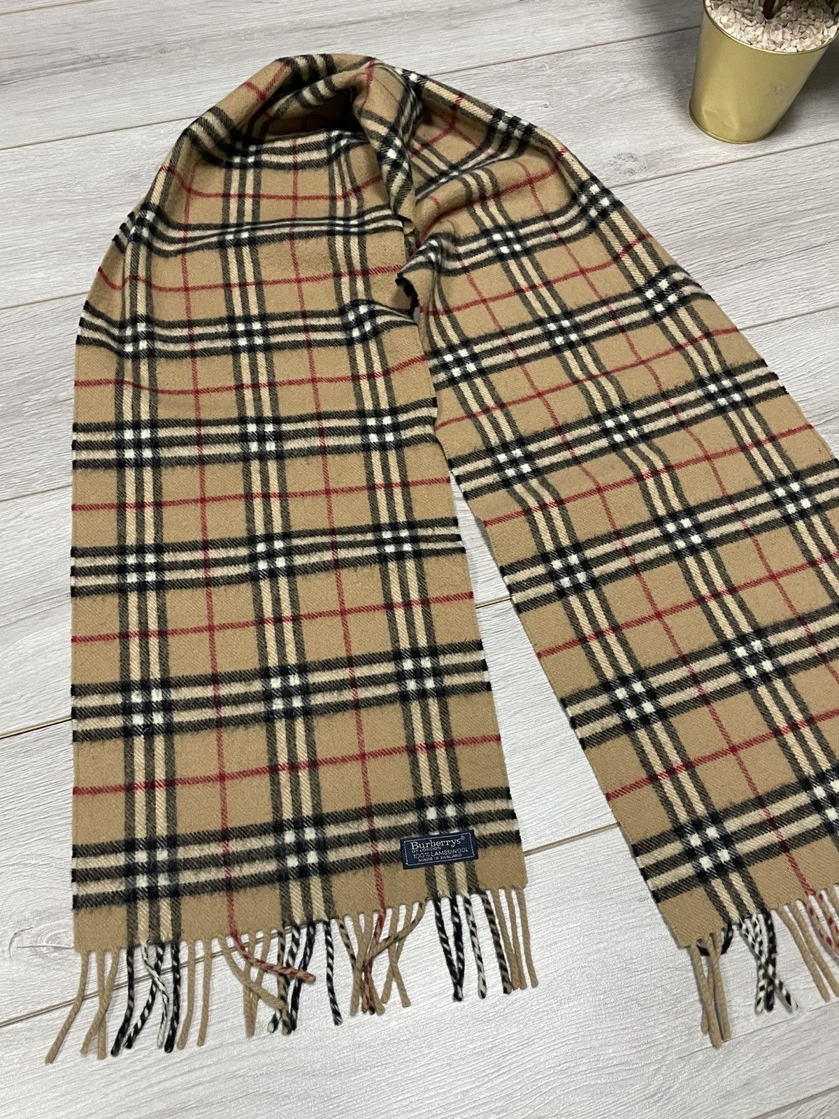 Burberry Burberry nova check sand over print cashmere wool scarf Size ONE SIZE - 4 Thumbnail