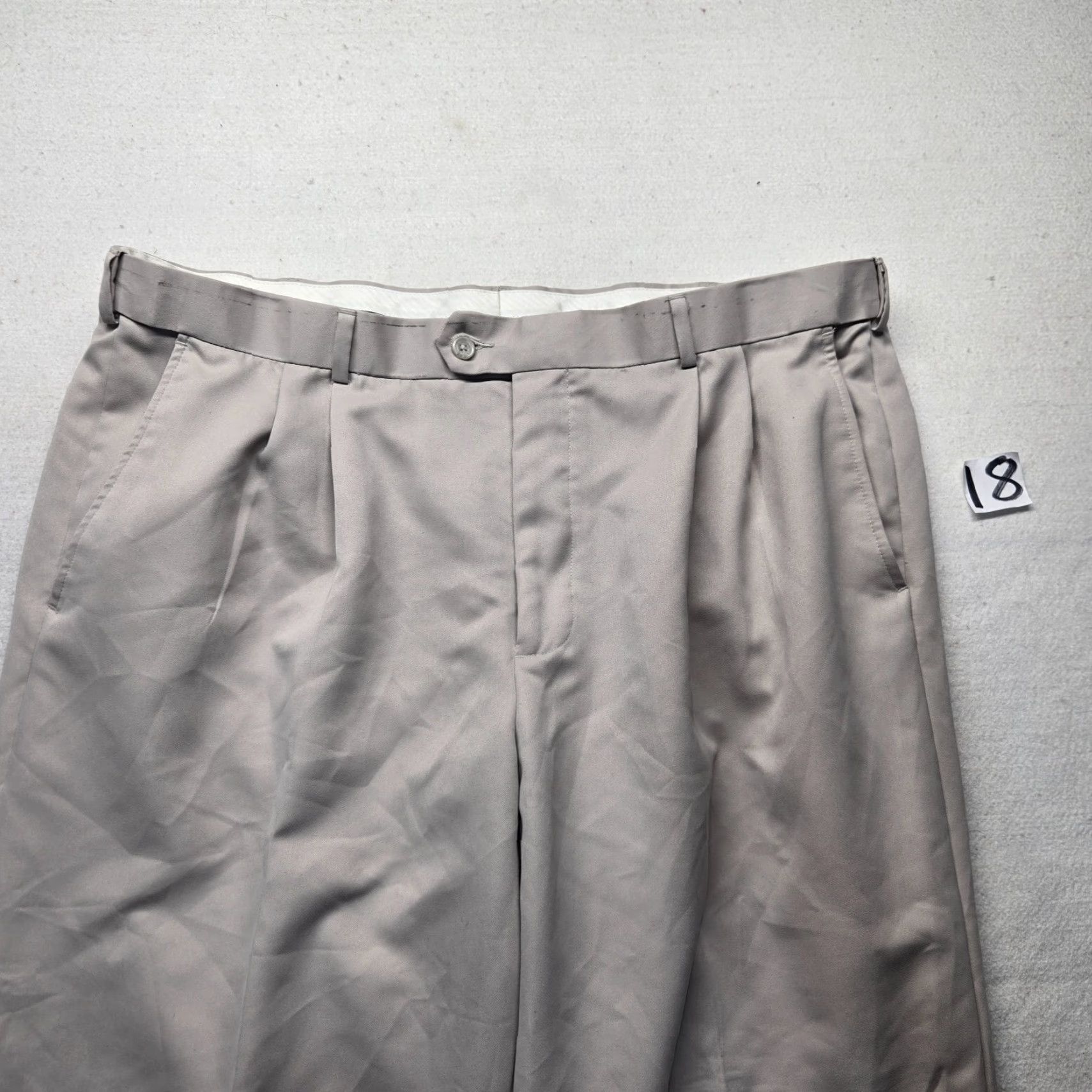 George George Khaki Tan Flat Front Dress Pants Adult Men's Size 40 x 30 Size US 40 / EU 56 - 2 Thumbnail