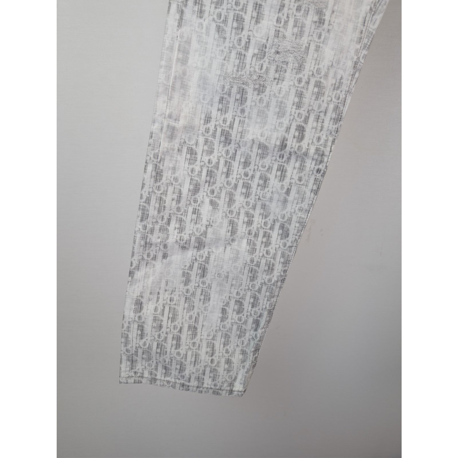 Dior o1rshd1 Straight Oblique Print Cotton Denim Jeans in Blanc Size US 34 / EU 50 - 8 Thumbnail