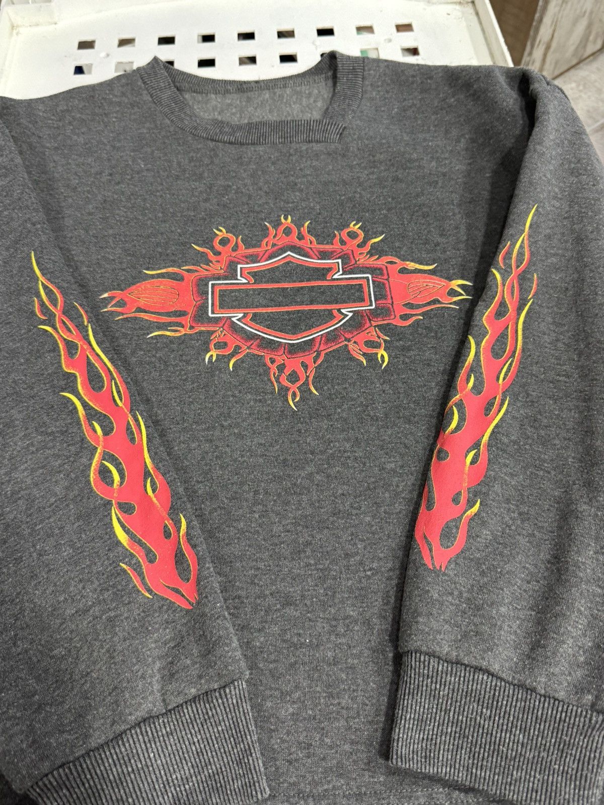 Vintage Harley Davidson Flame Big Logo Hoodie Fire Sleeves