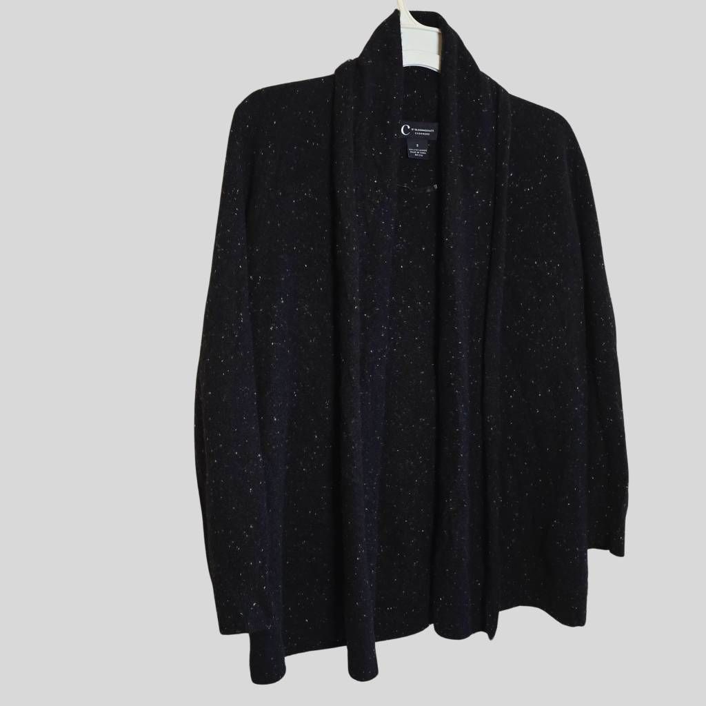 Bloomingdale's C by Bloomingdale’s 100% Cashmere Cardigan Black Open Front Size S / US 4 / IT 40 - 4 Thumbnail