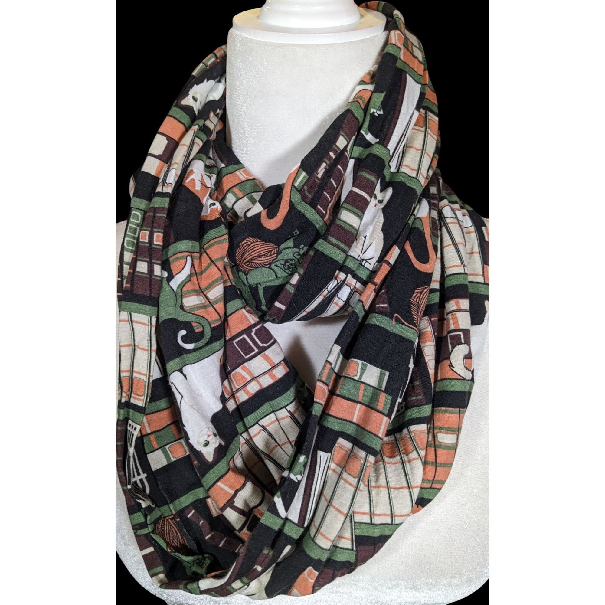 Other Quirky Cats On Bookshelves Printed Infinity Scarf Size ONE SIZE - 2 Thumbnail