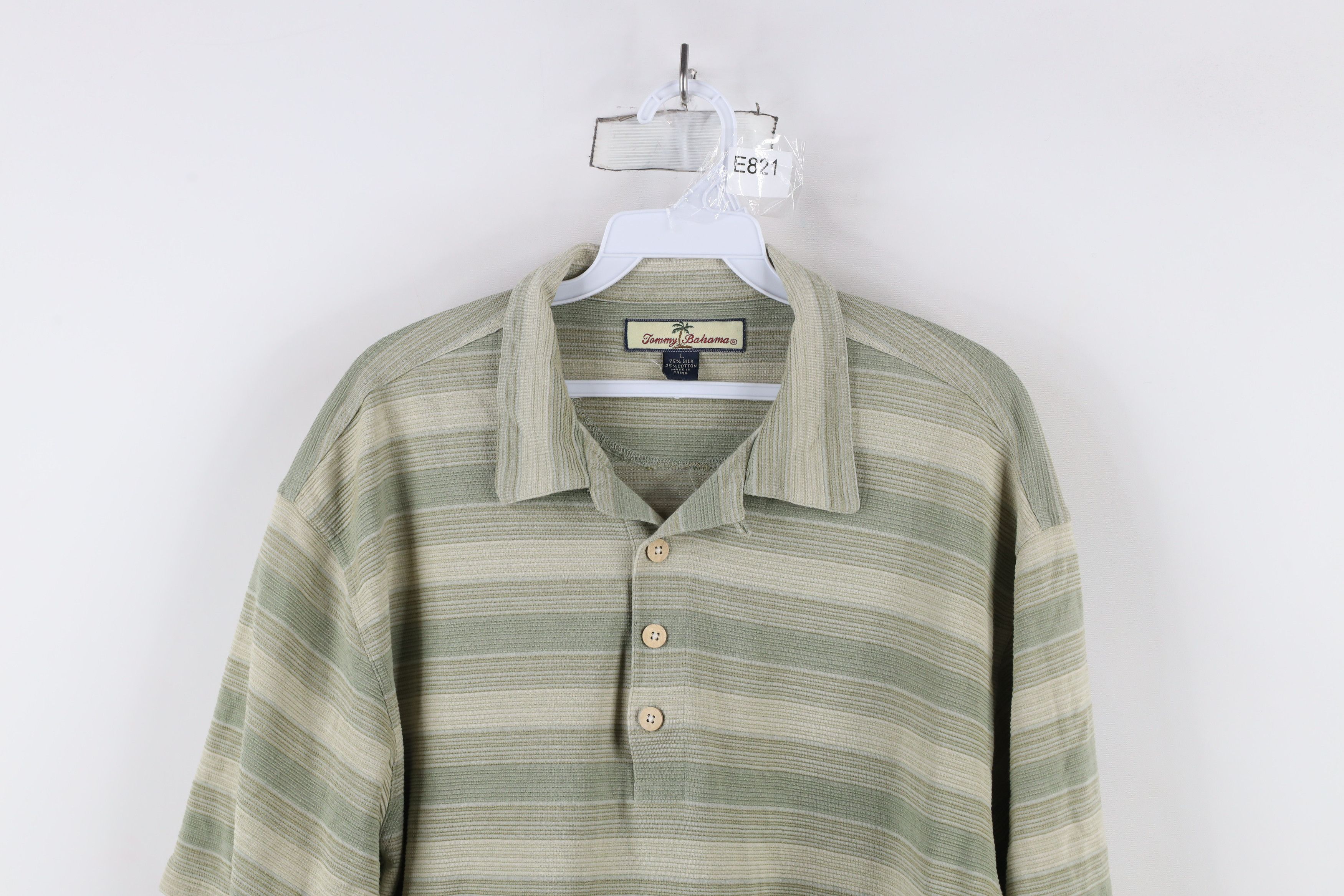 Tommy Bahama × Vintage Vintage Tommy Bahama Looped Collar Silk Blend Striped Polo Size US L / EU 52-54 / 3 - 2 Thumbnail