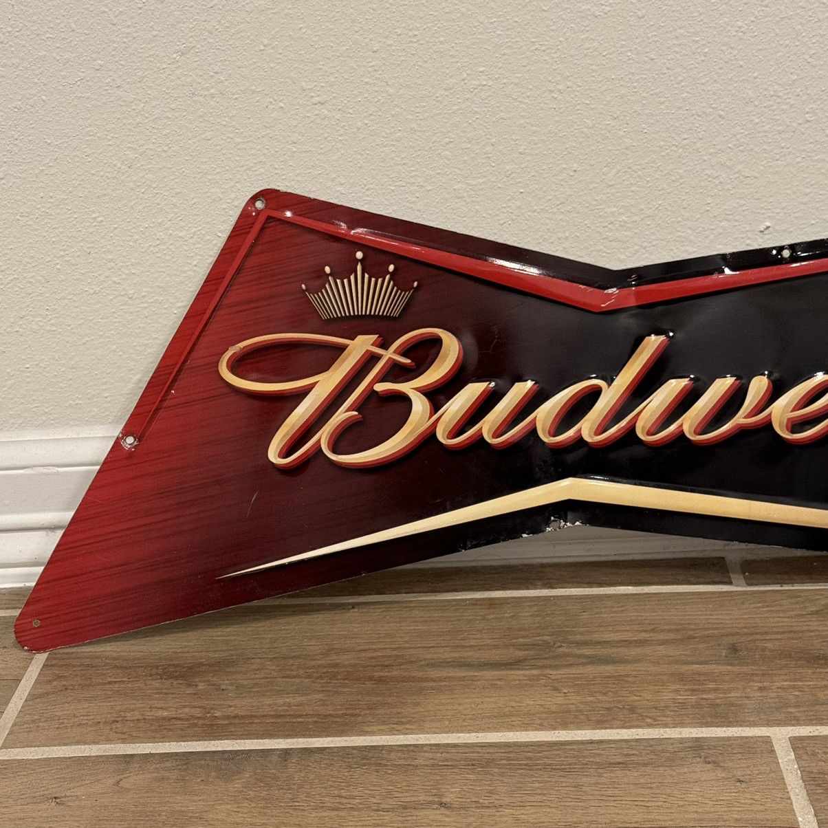Budweiser × Vintage 2005 Budweiser Bowtie |31x10in| Beer Tin Bar Sign Man Cave Size ONE SIZE - 5 Thumbnail