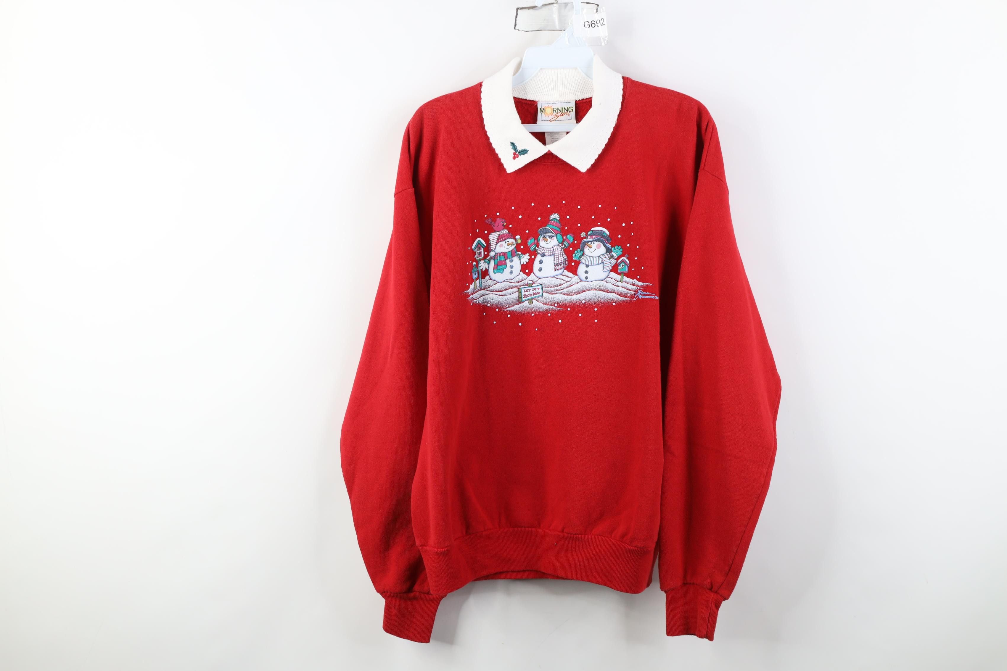 Vintage Vintage 90s Streetwear Christmas Snowman Collared Sweatshirt Size M / US 6-8 / IT 42-44 - 1 Thumbnail