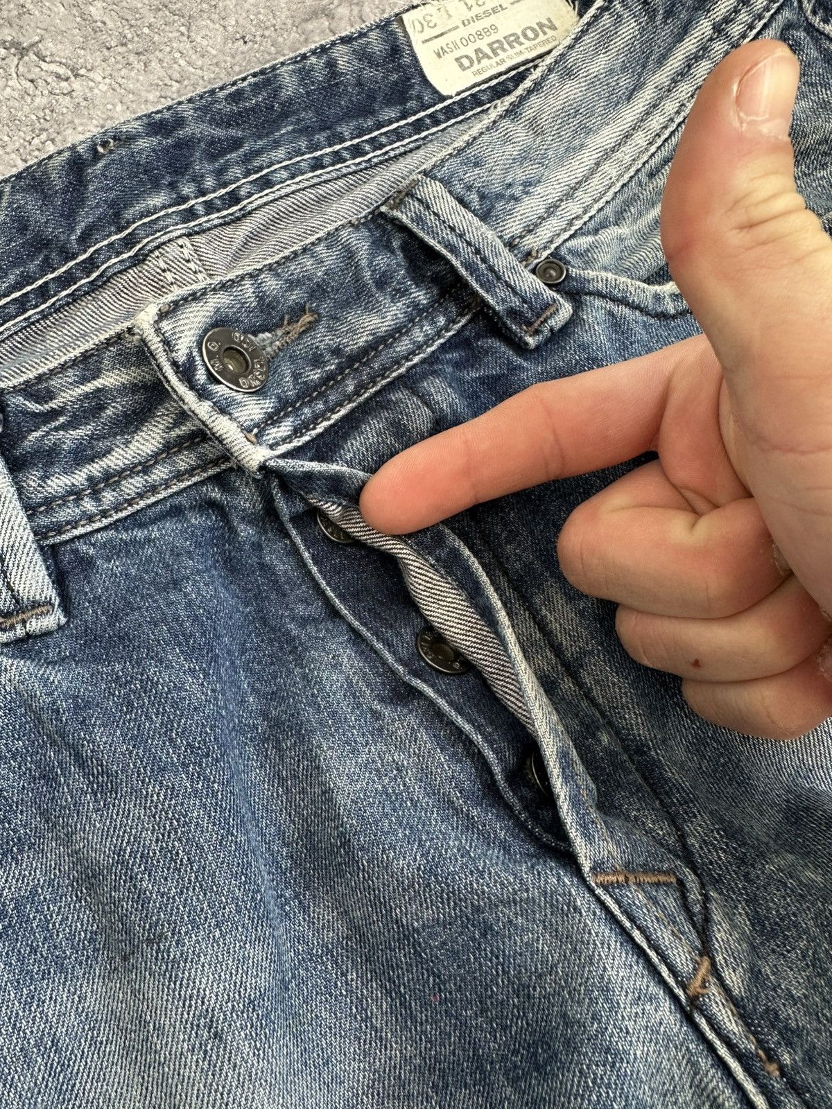 Diesel Vintage Diesel Distressed Ripped Denim Jeans Japanese Stripe Size US 31 - 9 Thumbnail