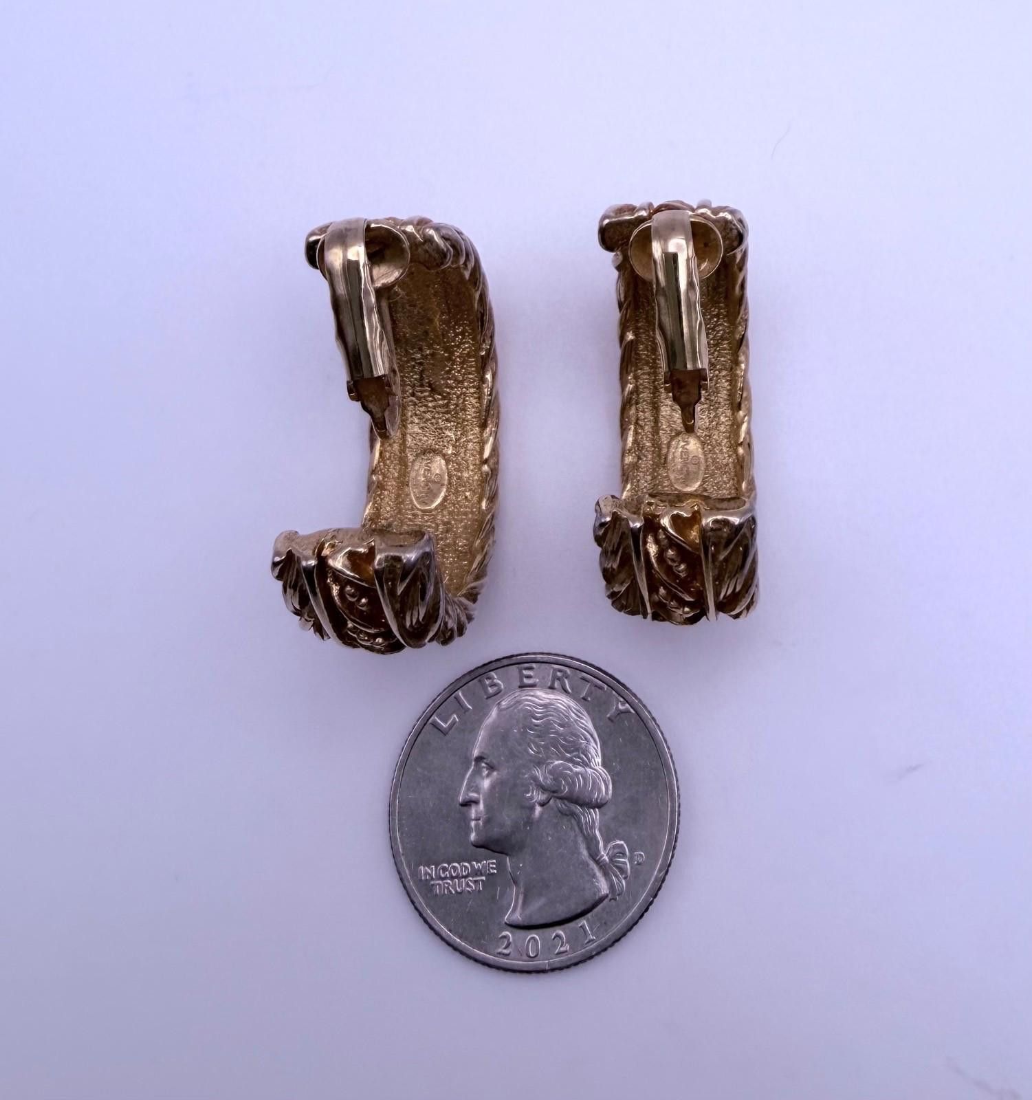 Givenchy Vintage Givenchy Textured Gold-Tone Hoop Earrings Size ONE SIZE - 3 Thumbnail