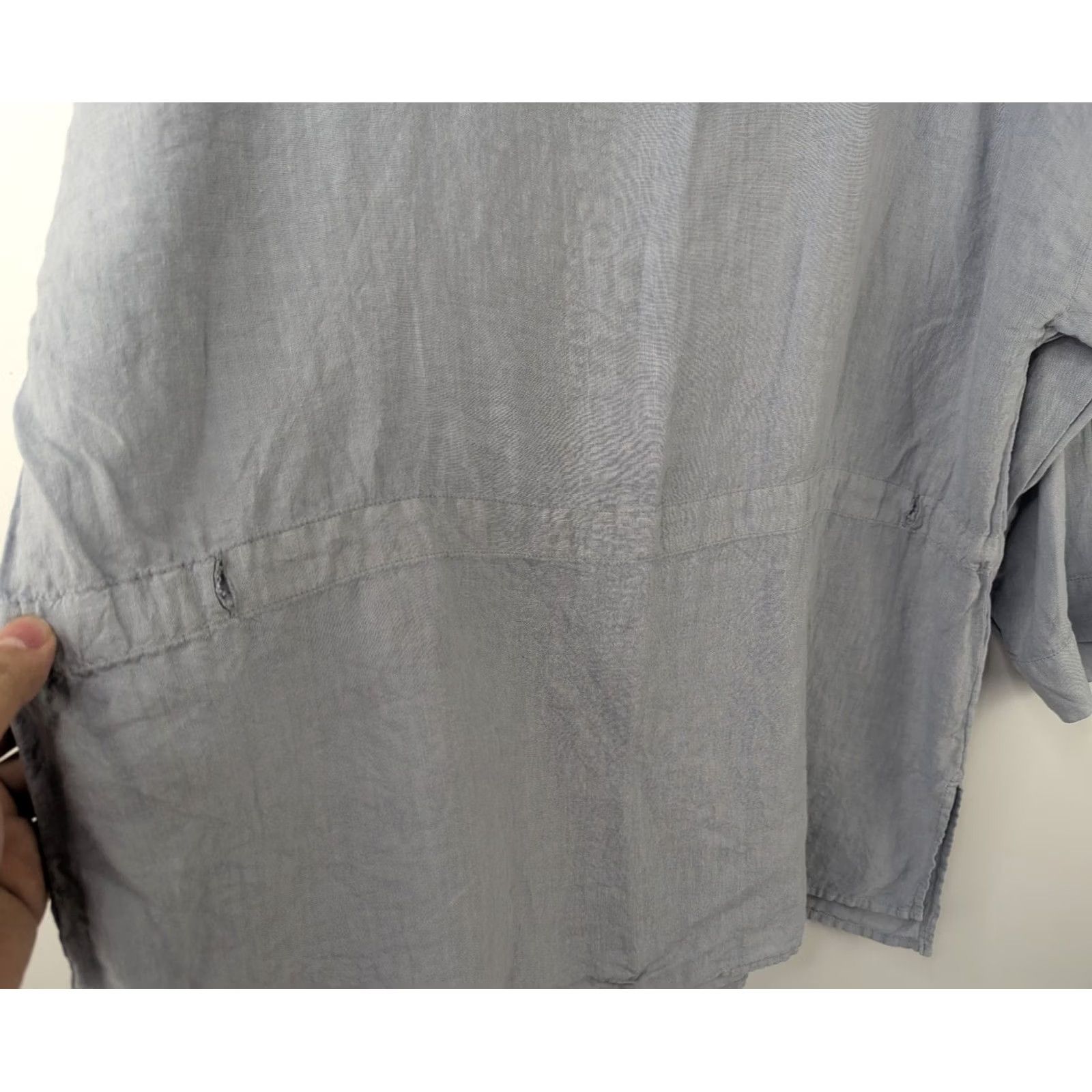 Eileen Fisher Eileen Fisher Blouse Linen Boxy Handkerchief 3/4 Sleeve Light Blue M Womens Tunic Top Size M / US 6-8 / IT 42-44 - 3 Thumbnail