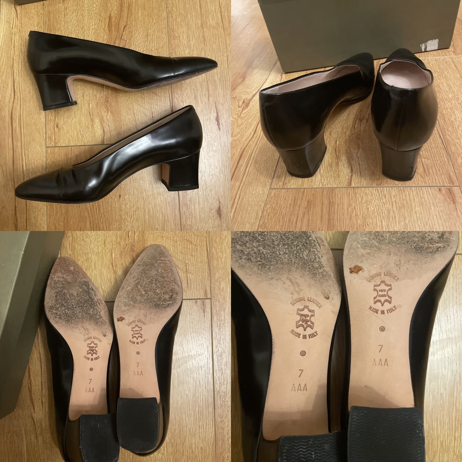 Vintage VINTAGE Amalfi Pump Leather 2in Heel Black 90s 7AAA Women’s Shoes Size US 7 / IT 37 - 8 Thumbnail