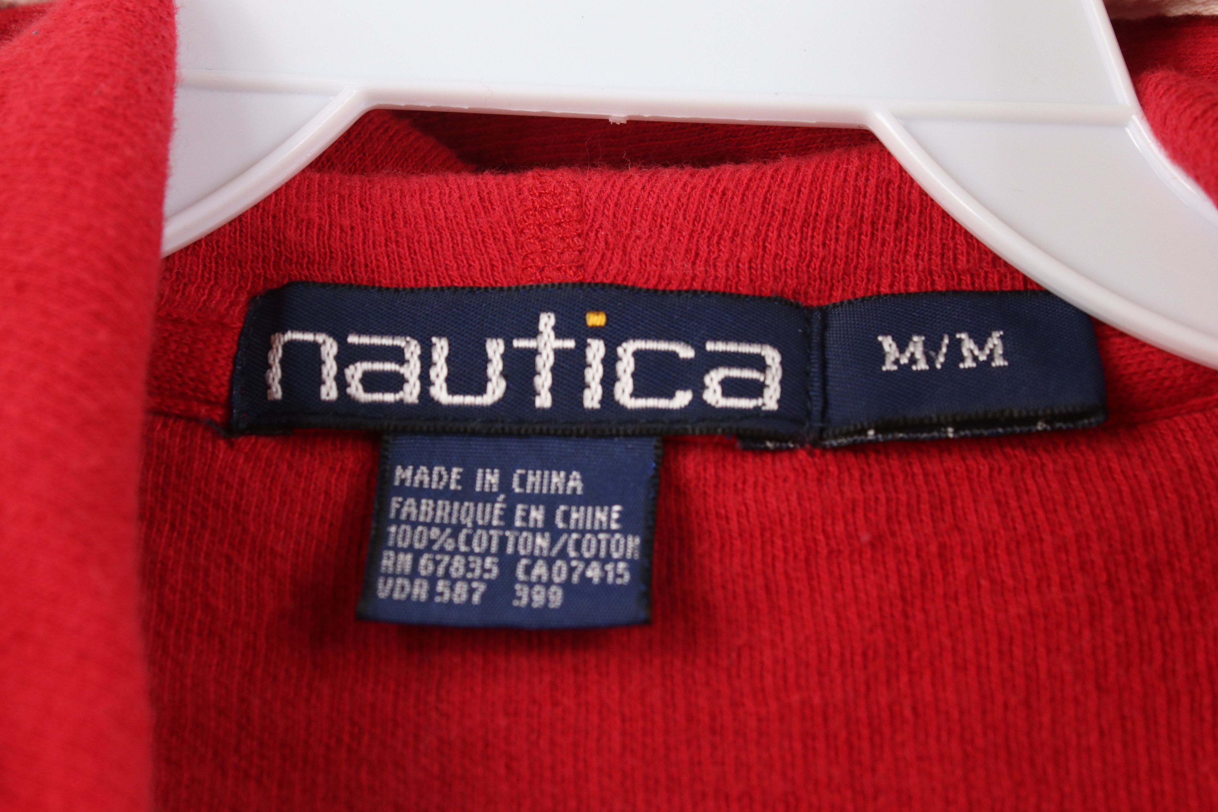 Nautica Vintage 90s Nautica Ribbed Knit Hoodie Sweater Red Cotton Size US M / EU 48-50 / 2 - 5 Thumbnail