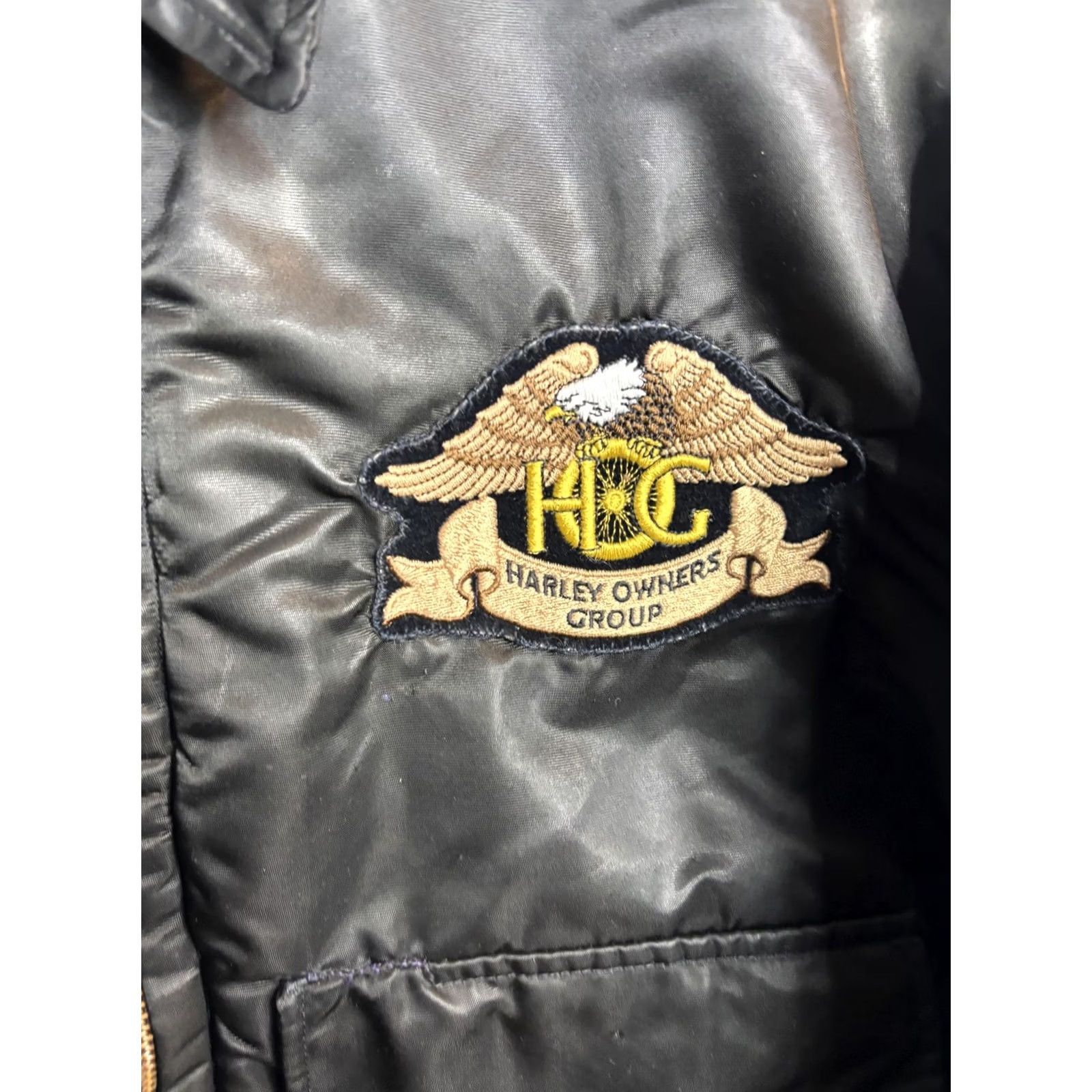 Harley Davidson VINTAGE Harley-Davidson Jacket Mens Large Black Quilted Bomber HOG Patches 90s Size US M / EU 48-50 / 2 - 3 Thumbnail