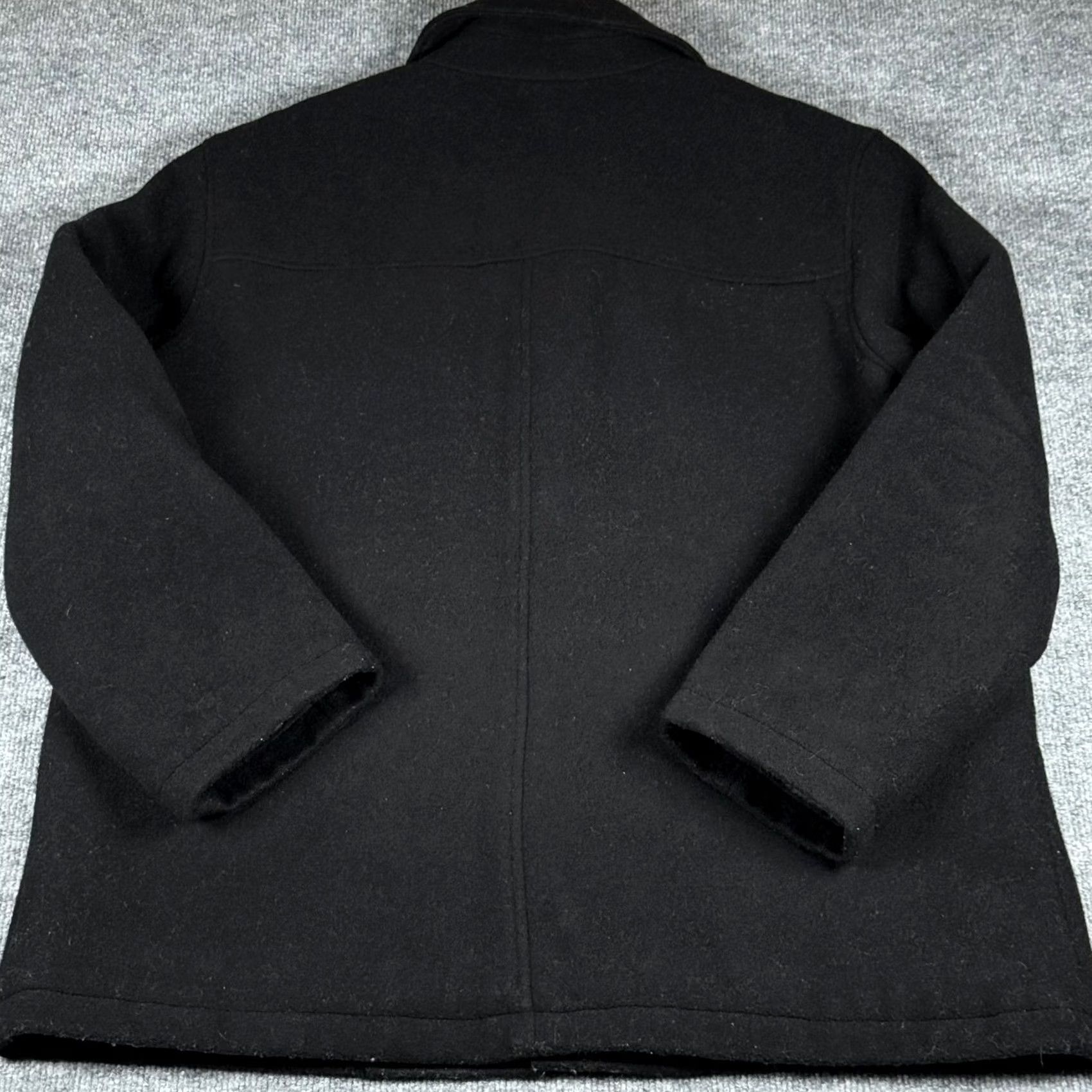J.Crew VINTAGE J.Crew Italian Wool Pea Coat XL Top Coat Quilted Liner Black Wool Jacket Men Winter Workwear Size US XL / EU 56 / 4 - 3 Thumbnail