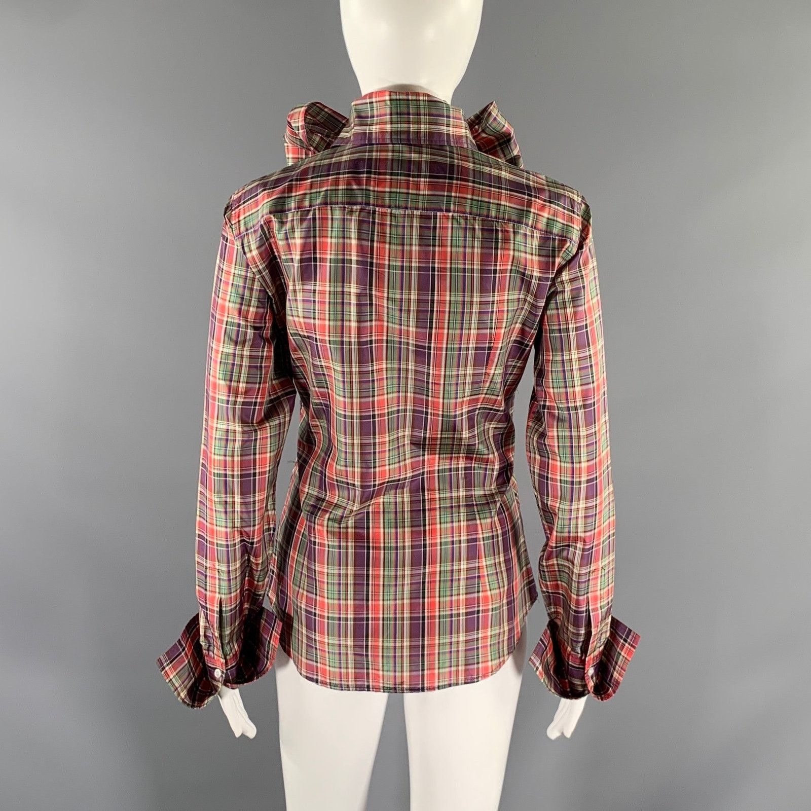 Ralph Lauren RALPH LAUREN Size 6 Purple Green Silk Plaid Dress Top Size M / US 6-8 / IT 42-44 - 3 Thumbnail