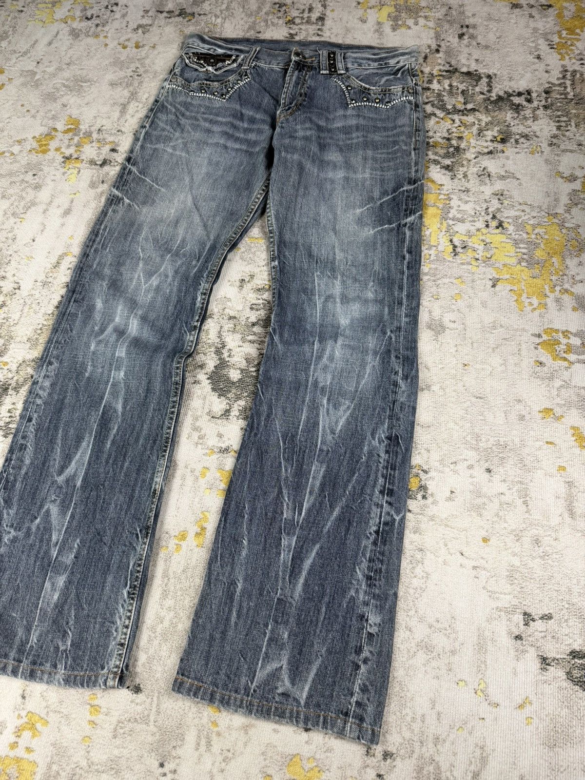 semanticdesign Rare 90s Oririn Studded Flared Mudwash Jeans Size US 31 - 2 Thumbnail