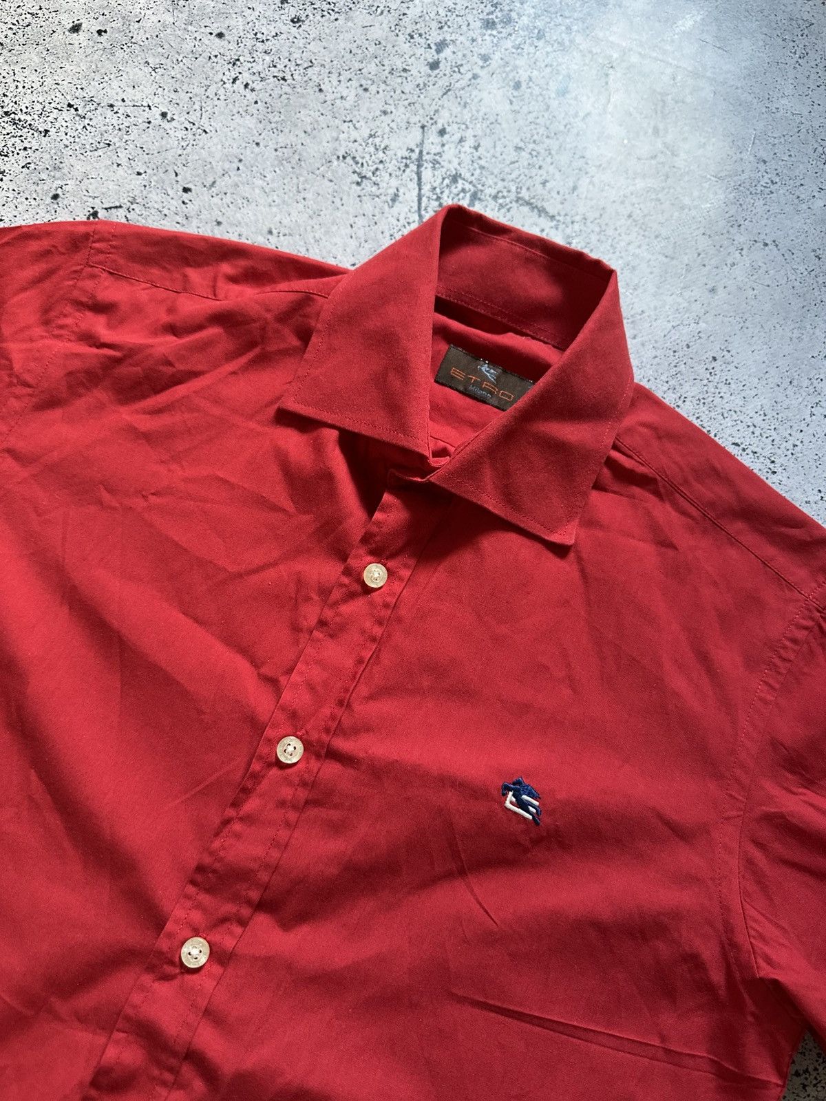 Etro × Vintage Vintage Etro Button Up Shirt Mini Logo Red Y2K USA Size US M / EU 48-50 / 2 - 2 Thumbnail