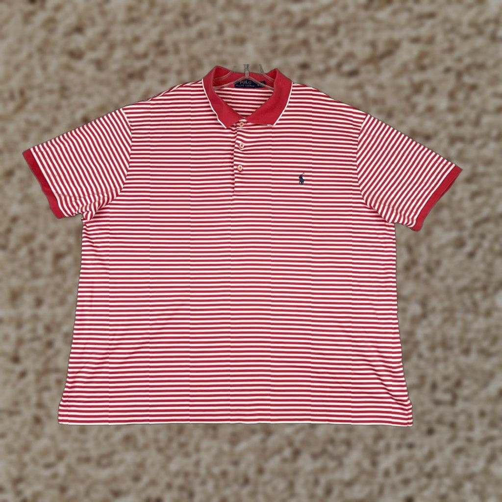 Ralph Lauren Polo Shirt Polo Shirt Red Stripe 2XL 2XB Big & Tall Men