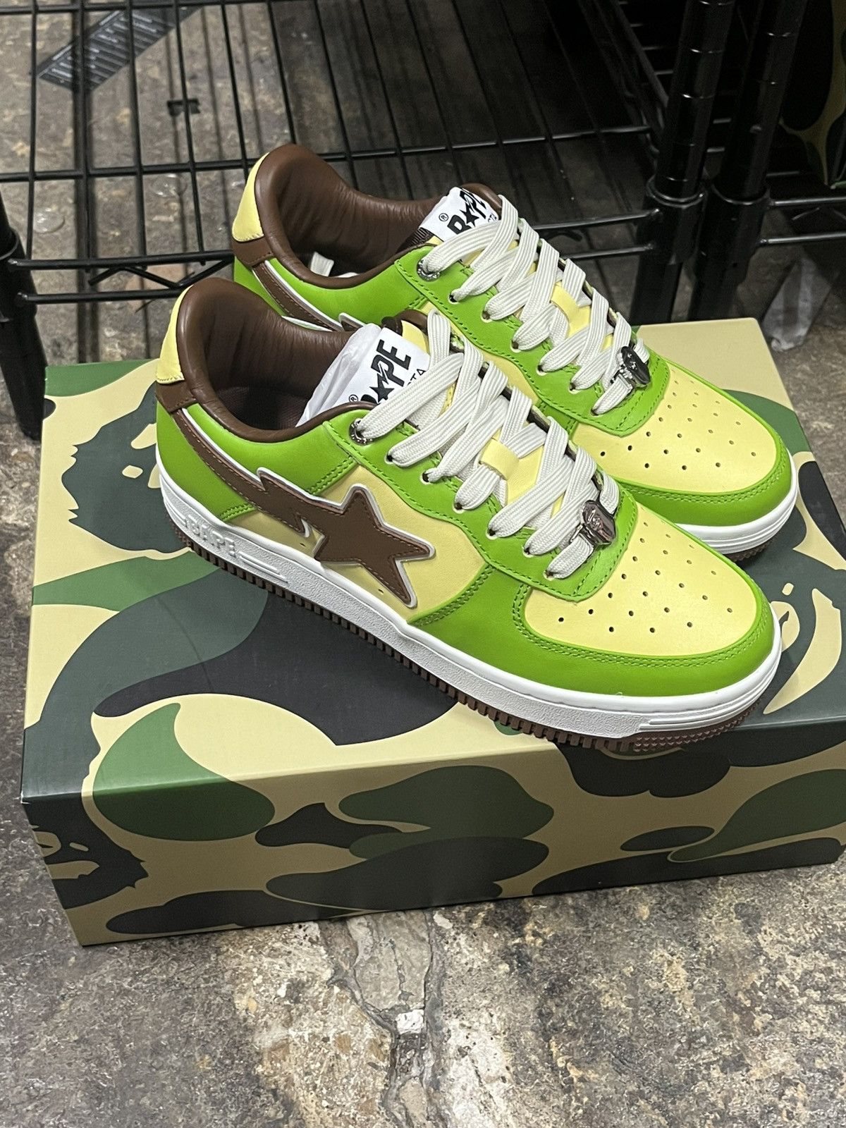 Bape Bape x SSense Bape Sta Green Yellow Sz. 7 Bapesta Size US 7 / EU 40 - 6 Thumbnail