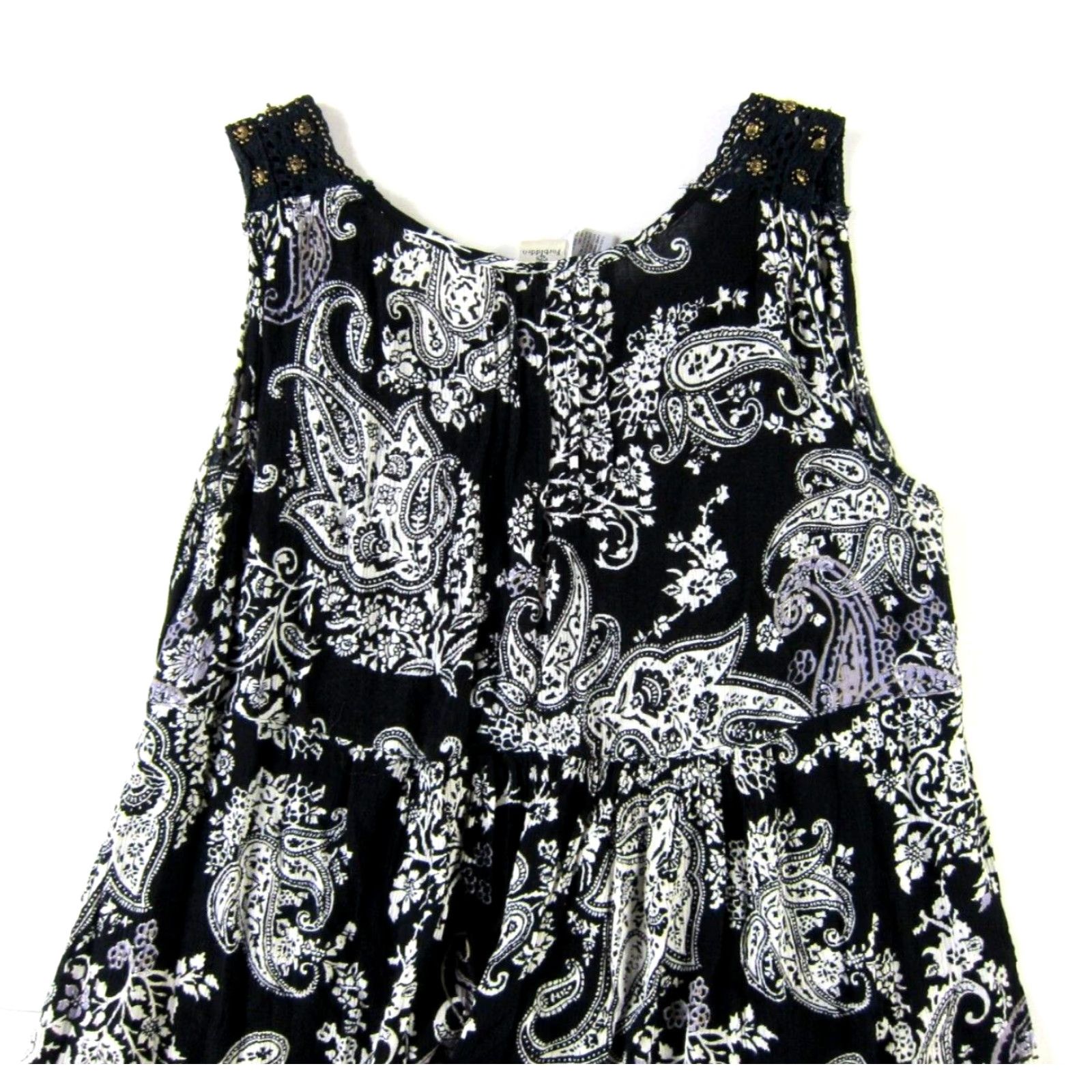 Vintage Forbidden Dress Beaded Midi Tank Sun Black 100% Rayon Floral V-Neck Pullover Women M Size M / US 6-8 / IT 42-44 - 5 Thumbnail