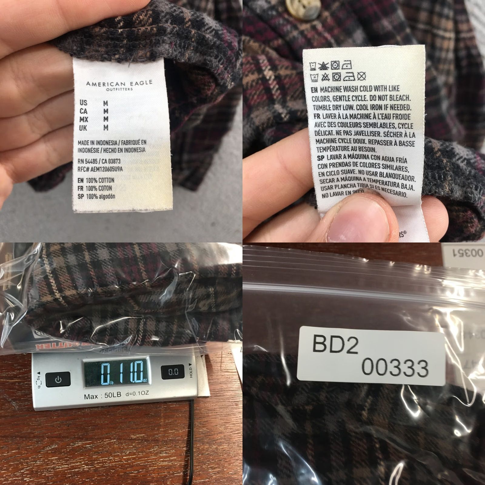 American Eagle Outfitters American Eagle Outfitters Shirt Womens Medium Button-Up Collared Multicolor Long Sleeve Casual Plaid Size M / US 6-8 / IT 42-44 - 10 Thumbnail