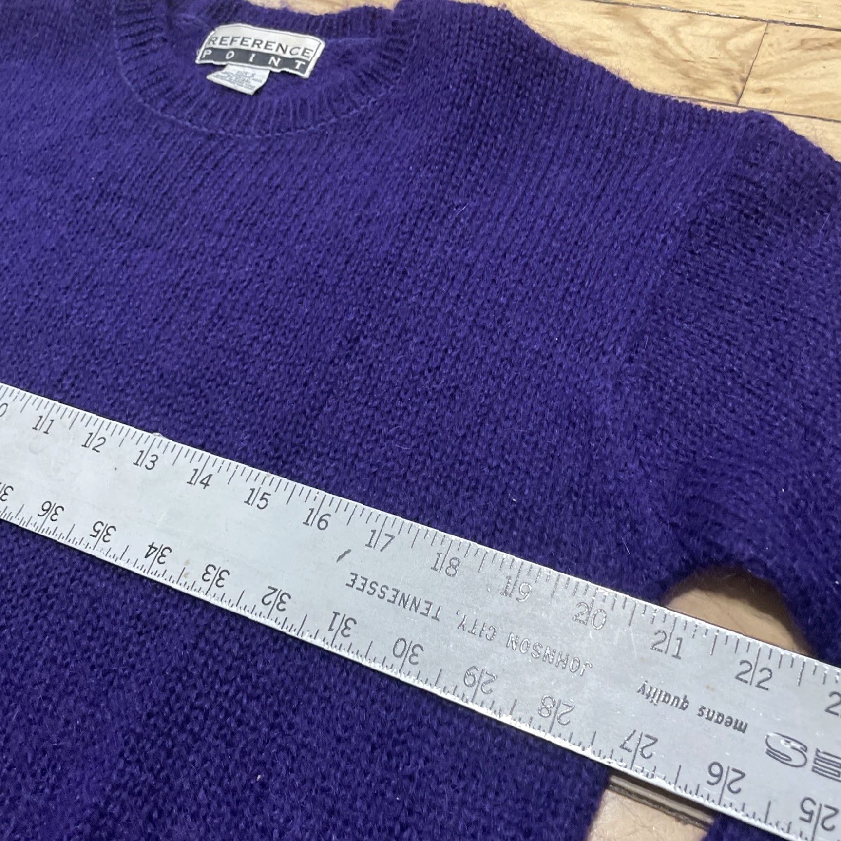 Vintage VINTAGE Reference Point Sweater Wool Mohair Women S Royal Purple 90s Crop Knit Pullover Long Sleeve V-Neck Button Sheep? (Wait) Size S / US 4 / IT 40 - 6 Thumbnail
