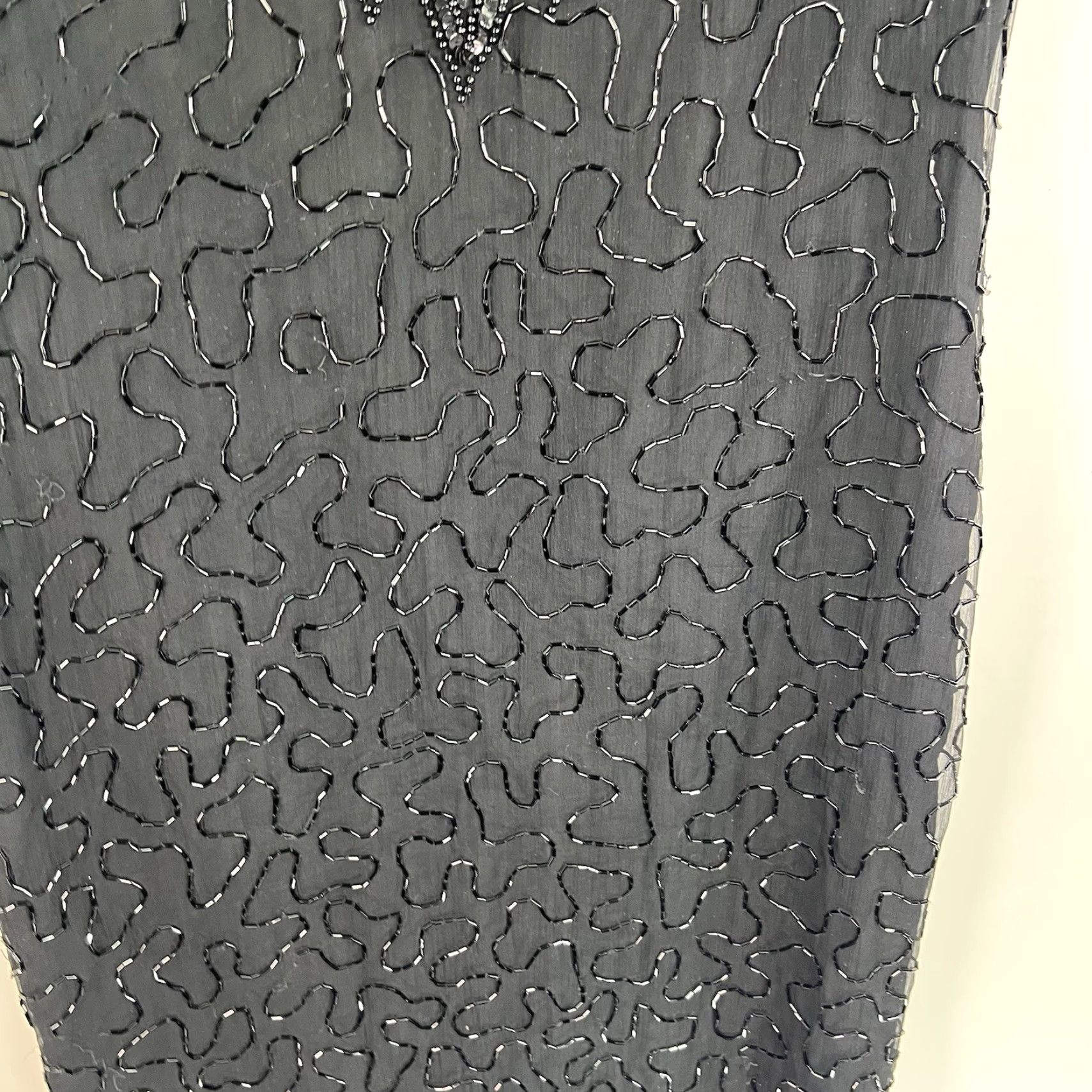Vintage VINTAGE Brilliante by J.A. Silk Sequin Beaded Evening Dress Womens Large Black 90s Party Cocktail Chiffon Size L / US 10 / IT 46 - 4 Thumbnail