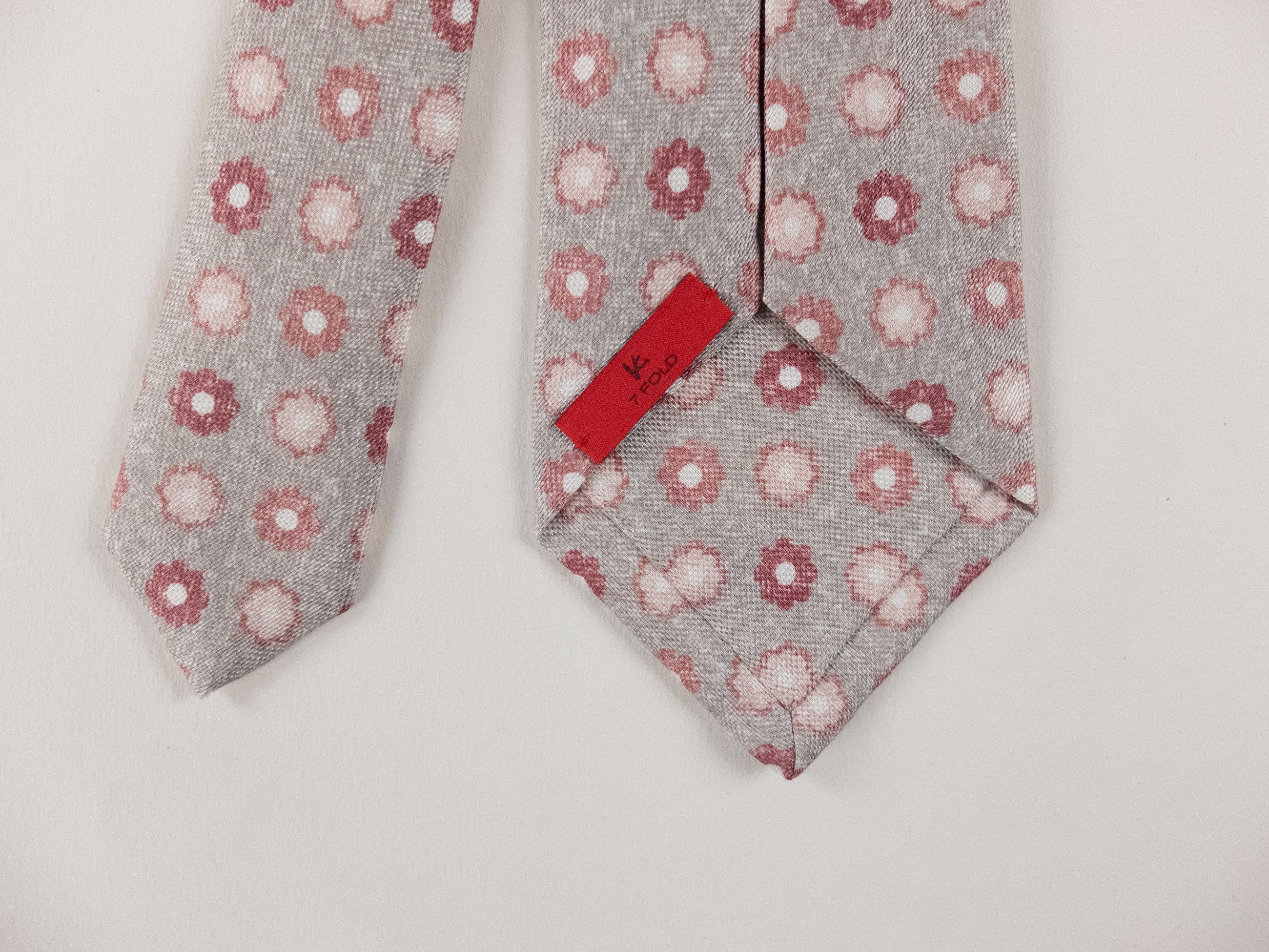 Isaia ISAIA Napoli hand made gray pink floral linen silk blend tie Size ONE SIZE - 4 Thumbnail