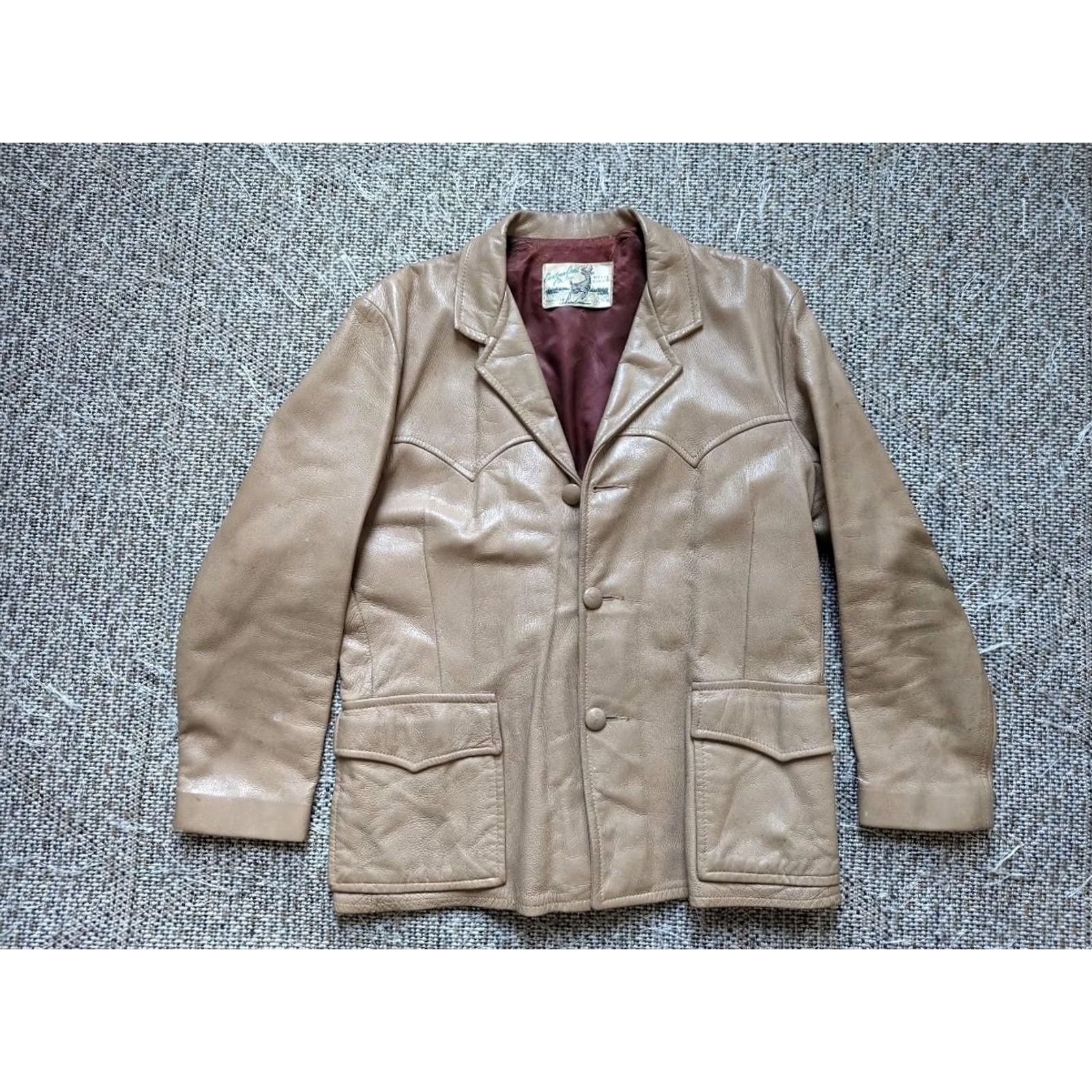 Vintage VINTAGE DEERSKIN leather COWBOY western blazer jacket 42 brown USA Made M Mens Size 40R - 2 Thumbnail