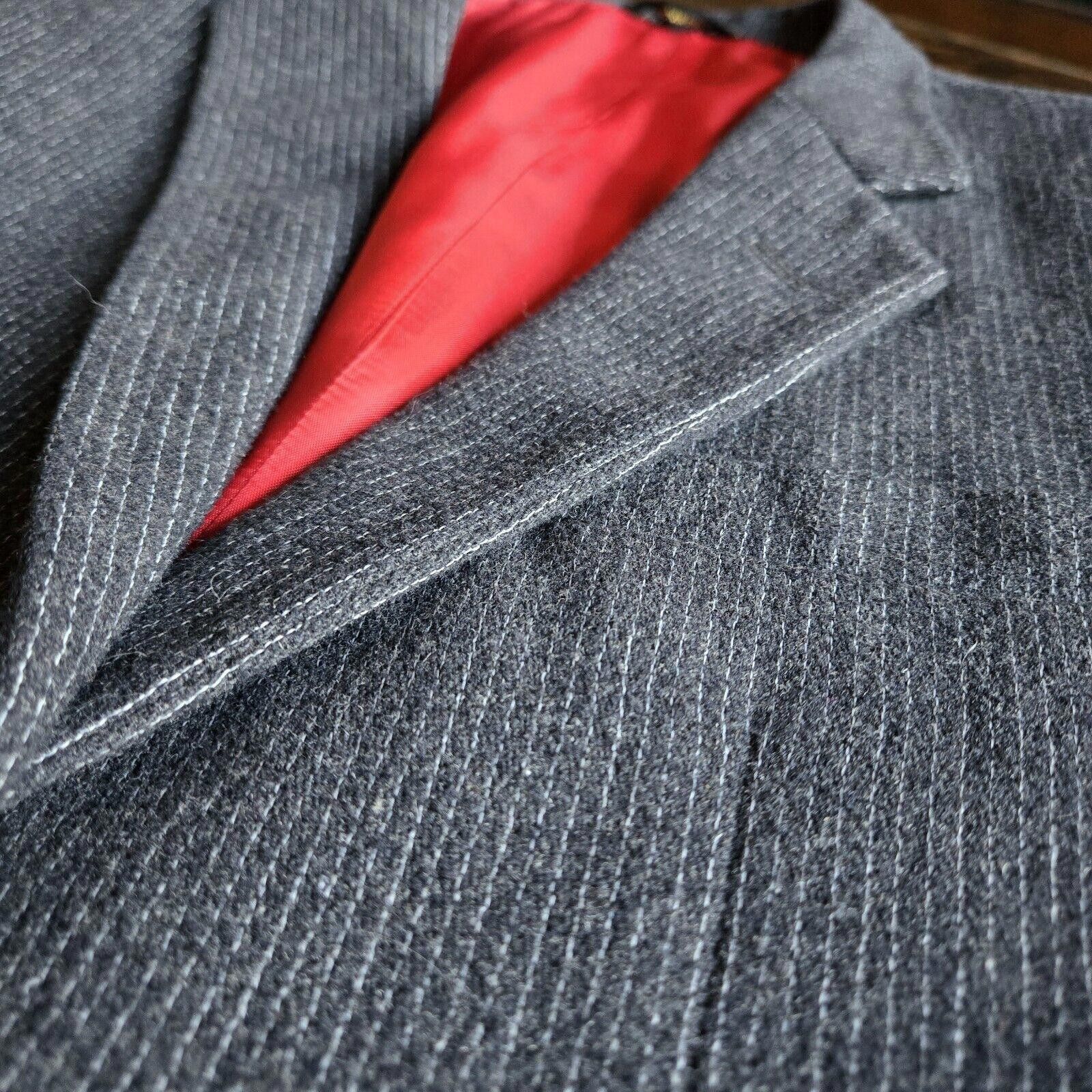 Designer Raffinati Pin Striped Jacket Mens S/M Vintage Wool Blend C21 Size 36R - 3 Thumbnail
