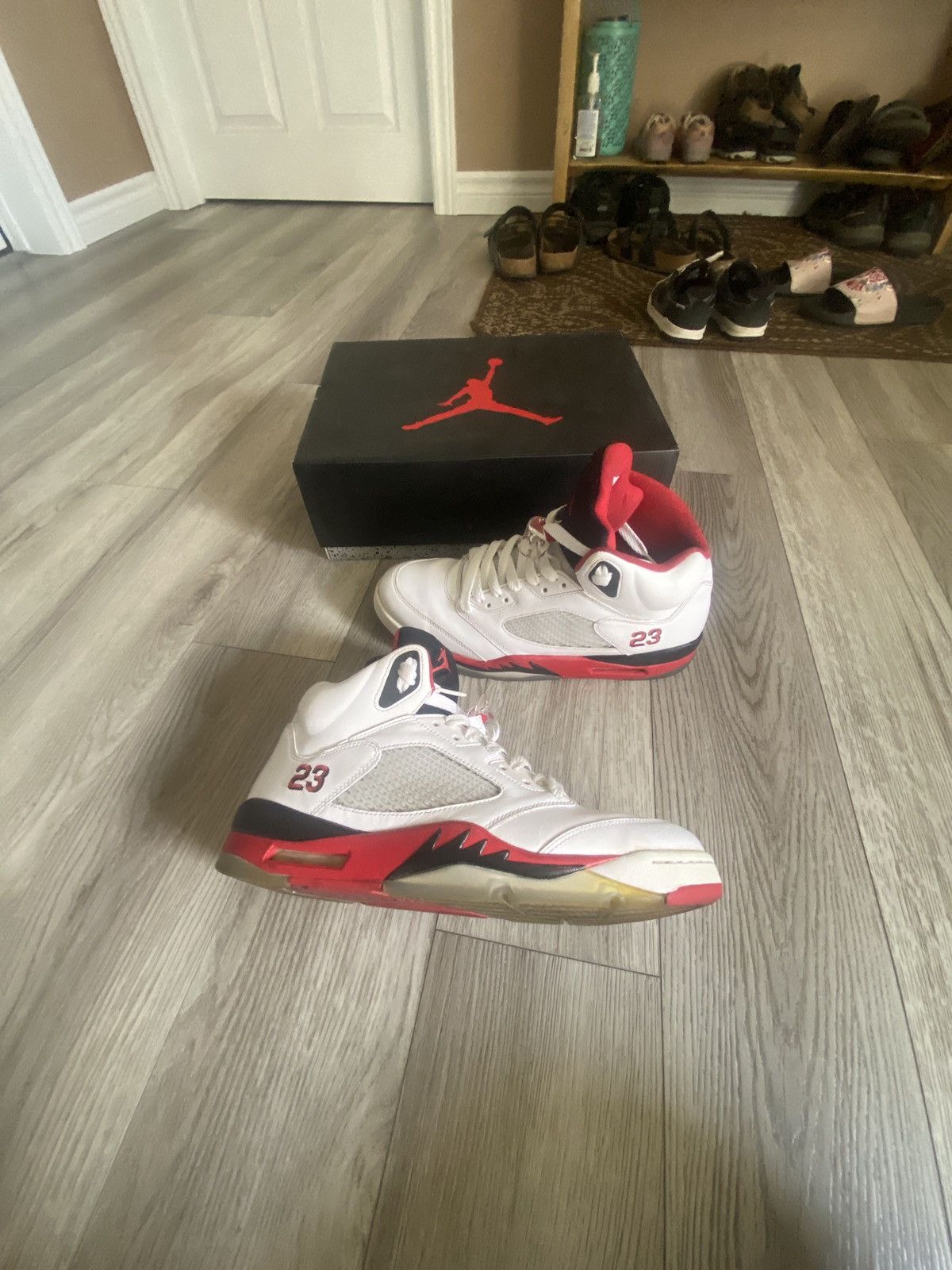 Jordan Brand × Nike Jordan 5 fire reds black toung. (2013 edition) Size US 12 / EU 45 - 7 Thumbnail