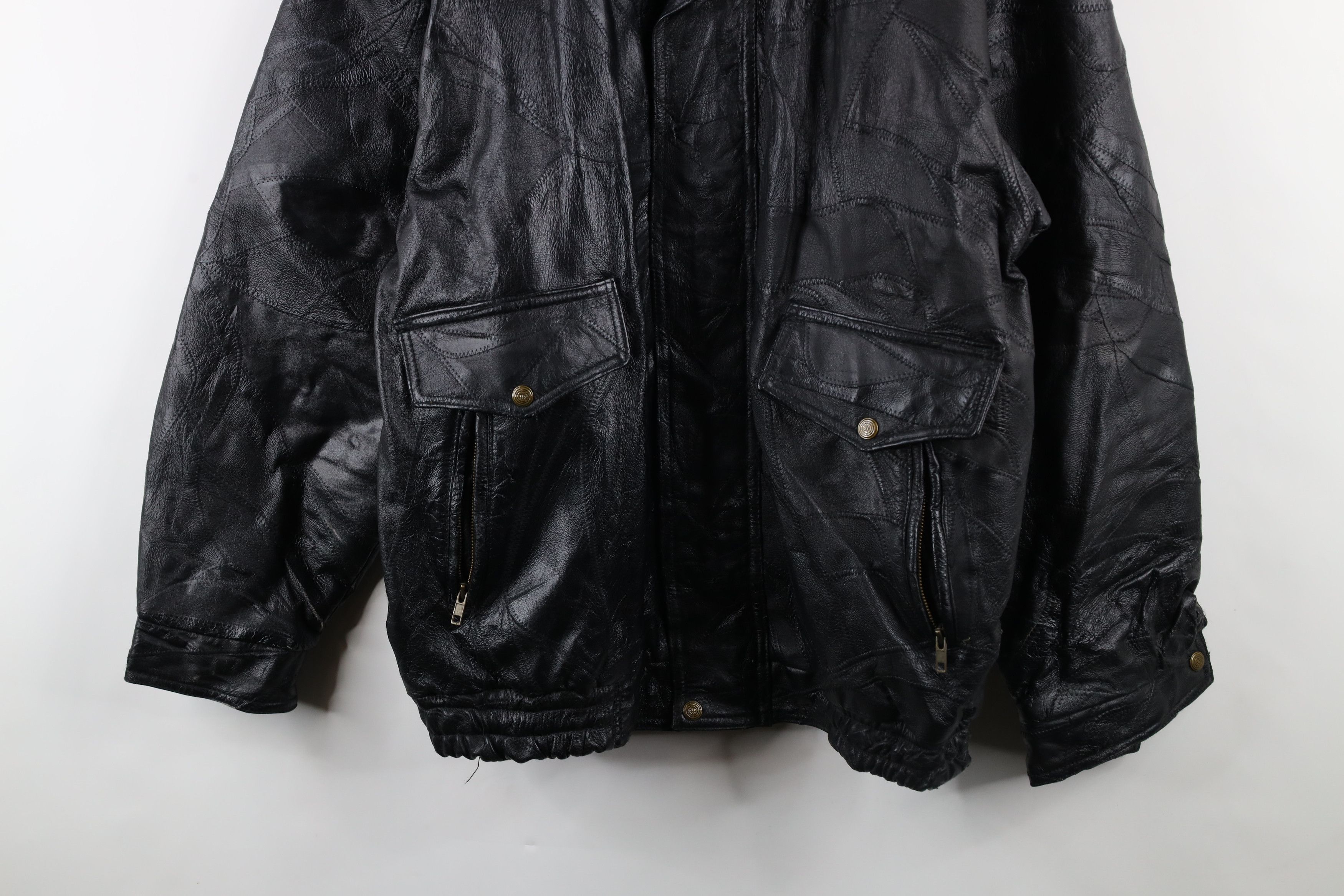 Vintage Vintage 90s Streetwear Patchwork Leather Bomber Jacket Black Size US XL / EU 56 / 4 - 3 Thumbnail