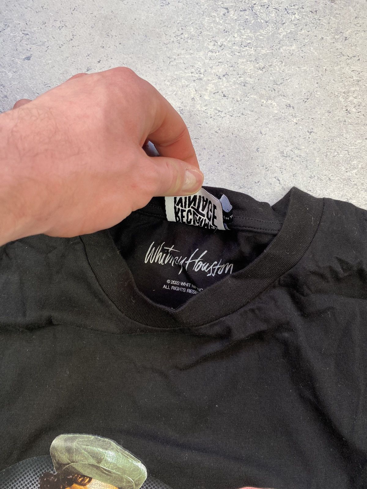 Designer × Other Whitney Houston Men’s Black T-shirt With Big Centre Logo Size US XXL / EU 58 / 5 - 5 Thumbnail