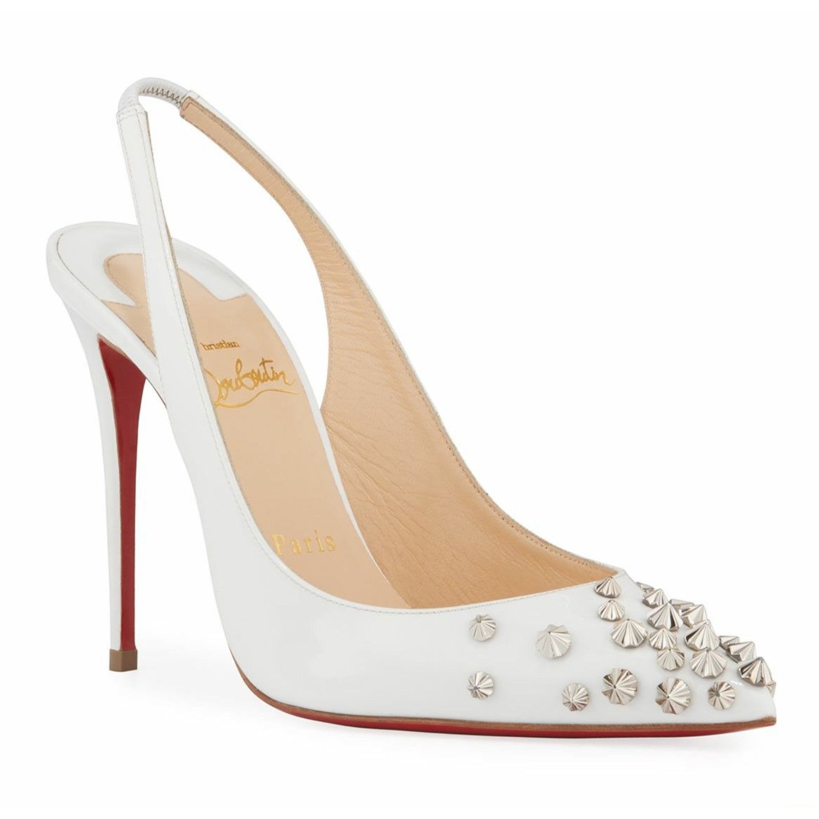 Christian Louboutin Christian Louboutin Drama Sling 100 Latte White Slingback Size US 6.5 / IT 36.5 - 3 Thumbnail