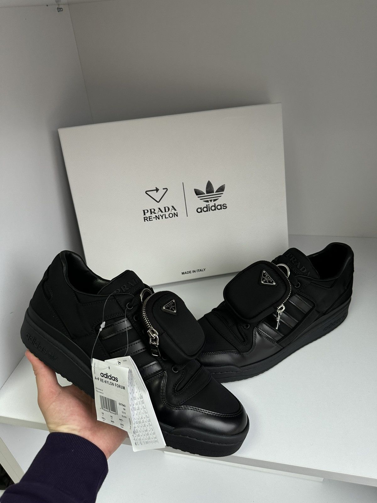 image of Adidas Prada Forum Low Nylon Sneaker Black, Men's (Size 10)
