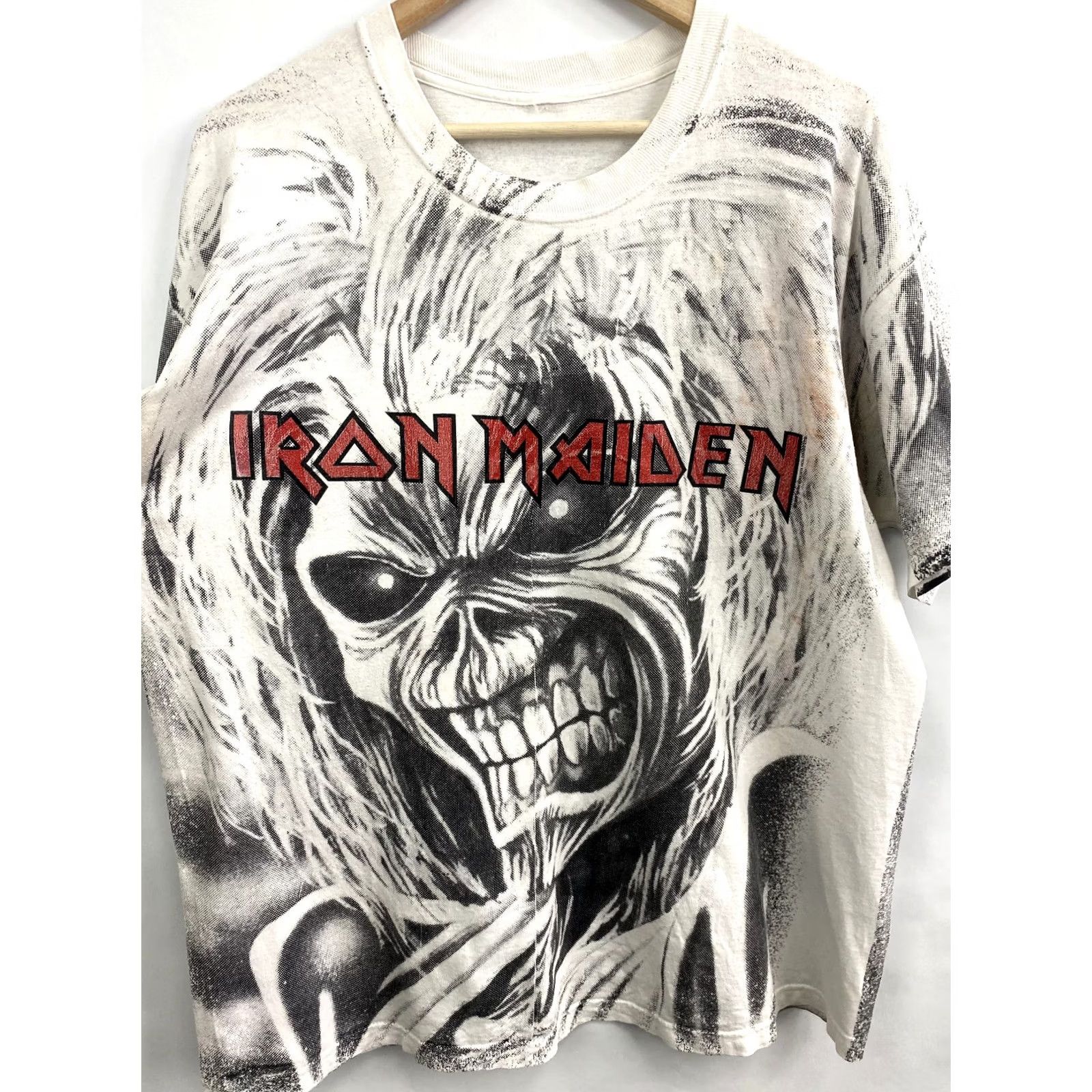 Gildan VINTAGE Iron Maiden Rock Band T-Shirt XL White Mens 90s rare retro hype Size US XL / EU 56 / 4 - 7 Thumbnail
