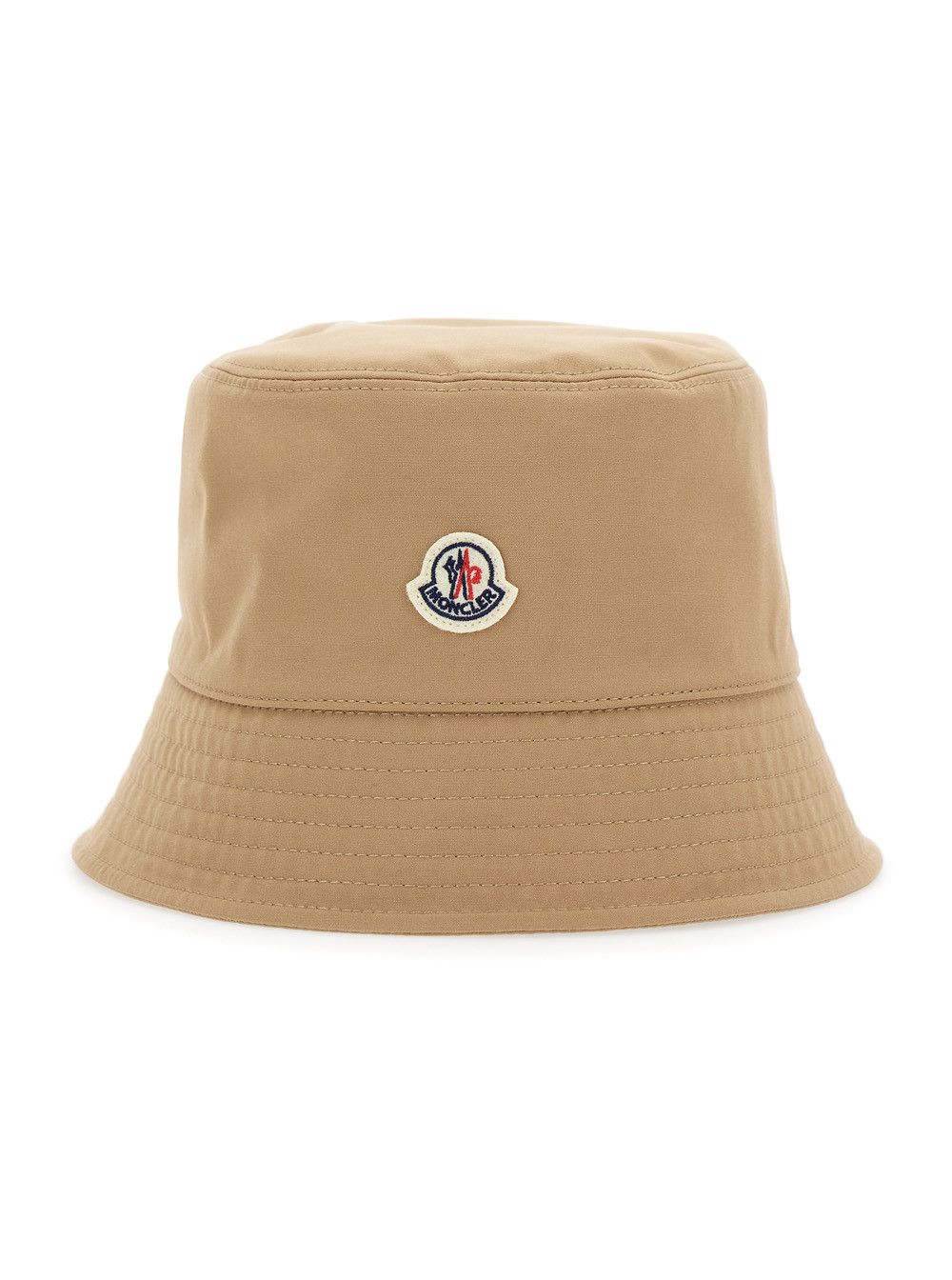 Moncler Beige Bucket Hat with Dropped Wide Brim and Logo Patch on the Front in Cotton Blend Woman Size ONE SIZE - 1 Thumbnail