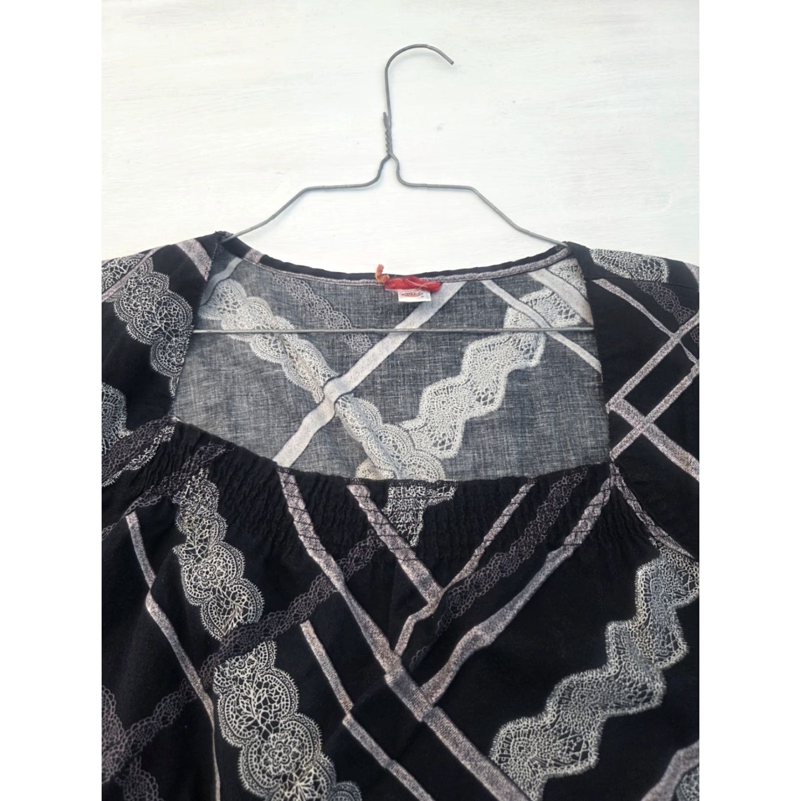 Dickies Dickies Scrub Top V Neck Women's XL Black Patterned Medical Nurse Work Dental Shirt Size XL / US 12-14 / IT 48-50 - 3 Thumbnail