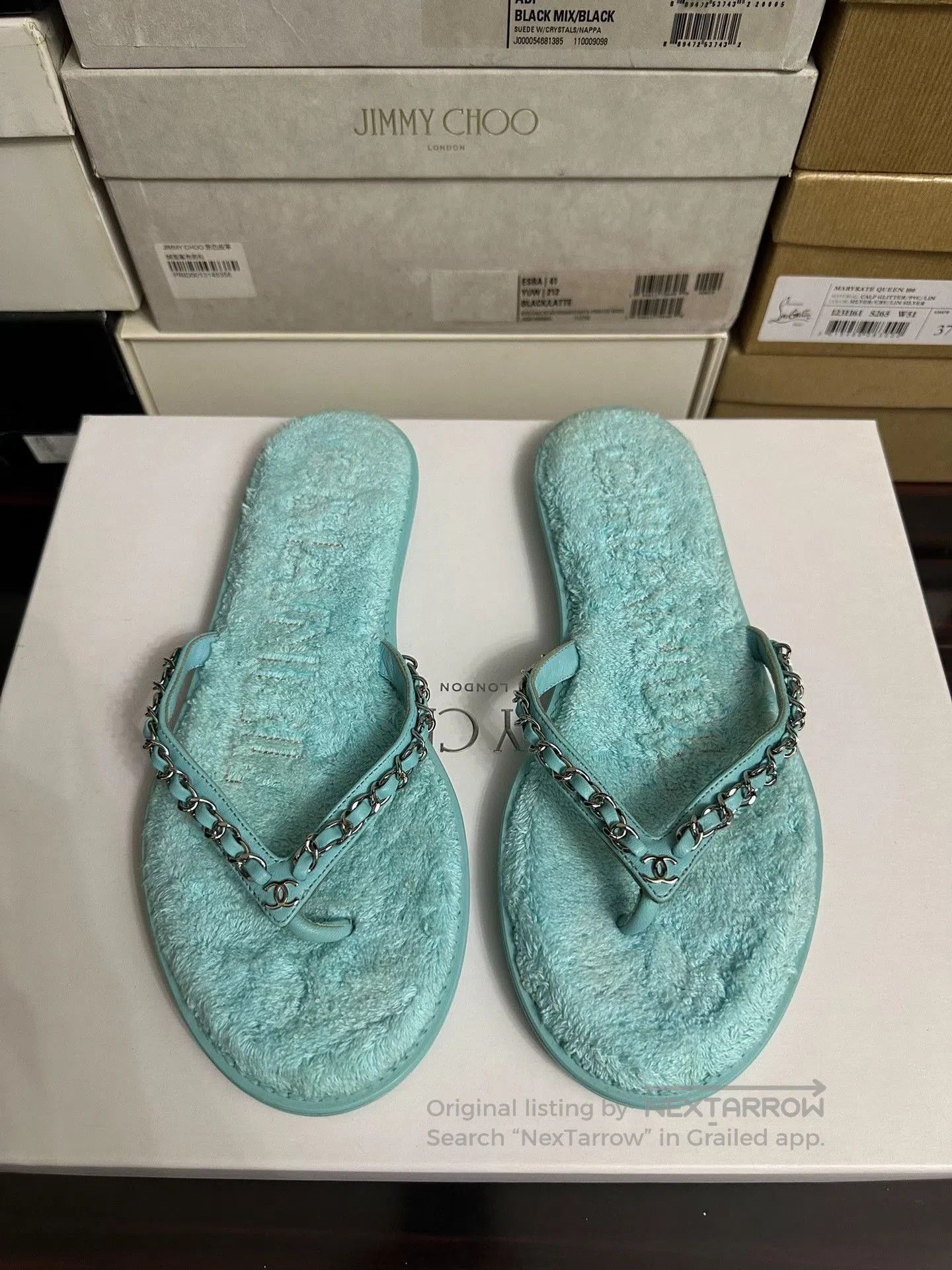 Chanel Chanel Blue Chain Flip-Flops Size 38. Size US 7 / IT 37 - 1 Thumbnail
