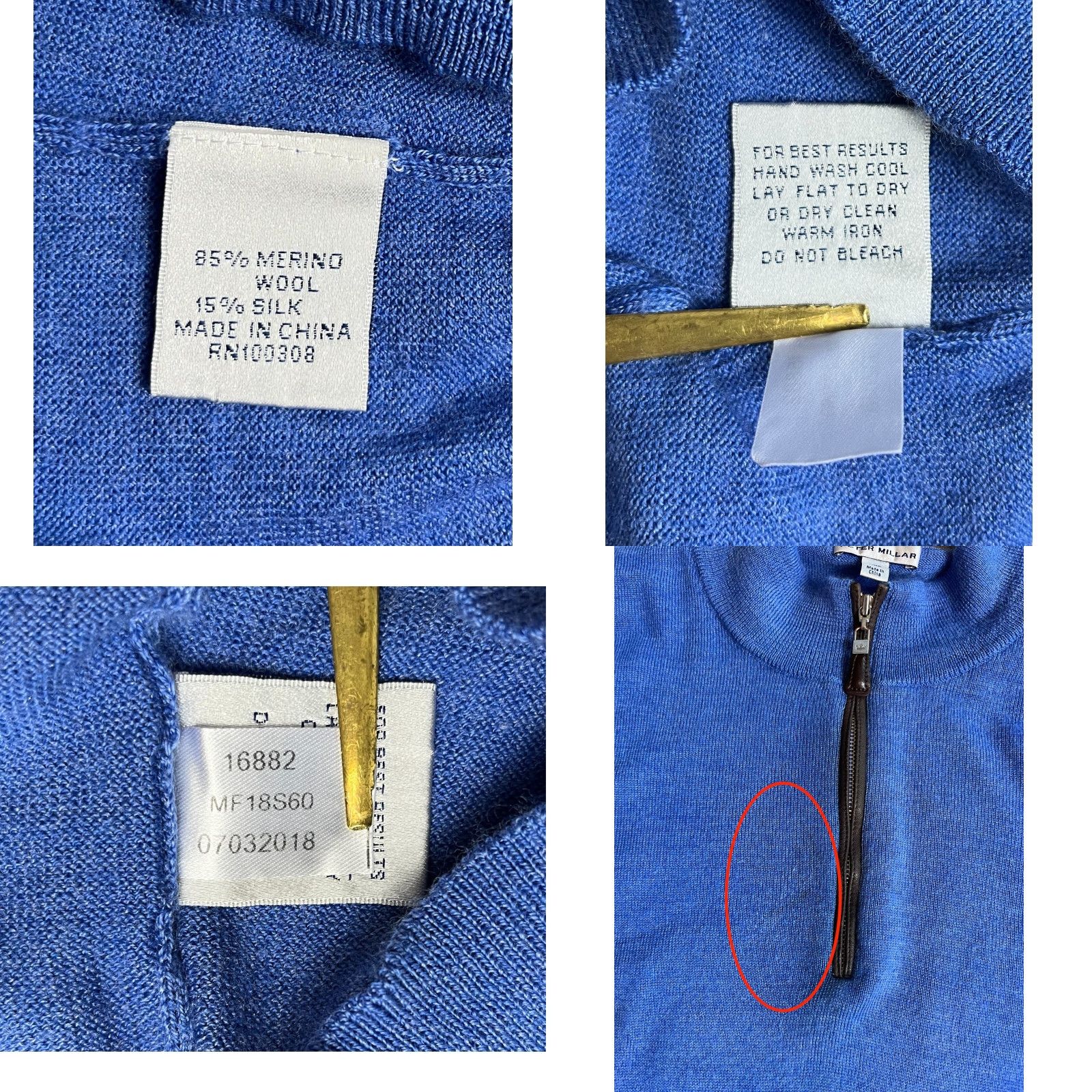 Peter Millar Peter Millar Nappa Trimmed 1/4 Zip Sweater Merino Wool Silk Blue 2XL Mens Size US XXL / EU 58 / 5 - 8 Thumbnail