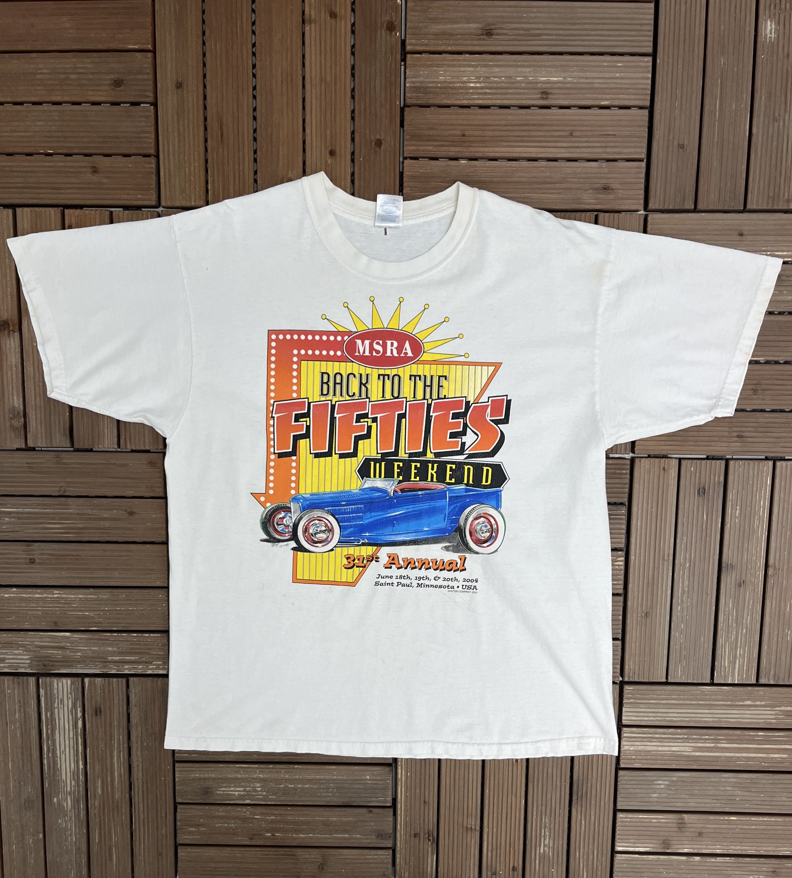 Vintage MSRA Back To The Fifties Weekend Vintage White T-Shirt Tee Size US XL / EU 56 / 4 - 1 Thumbnail
