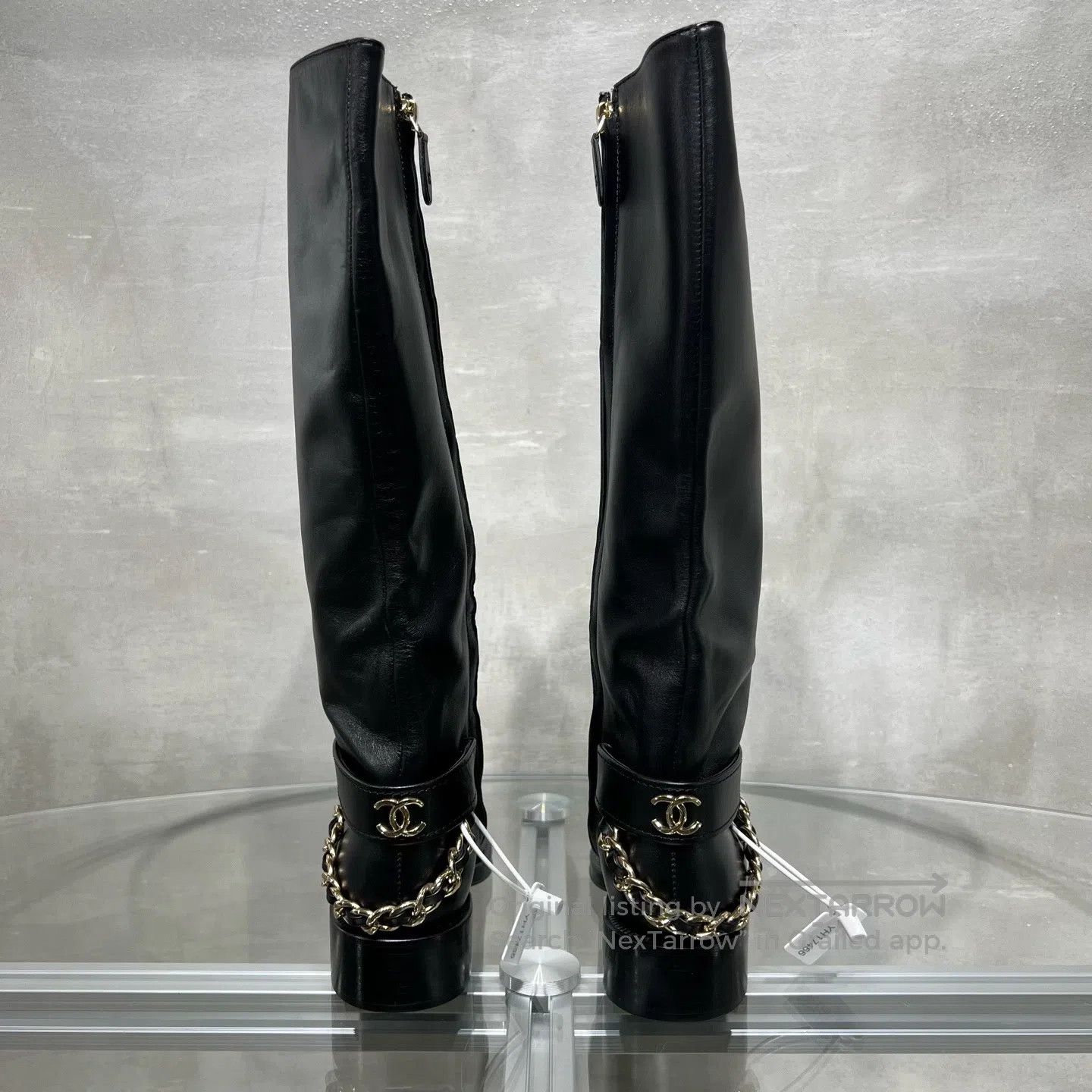 Chanel Chanel Black and Gold Double-C Chain Knight Boots, Long St Size US 4.5 / IT 34.5 - 6 Thumbnail