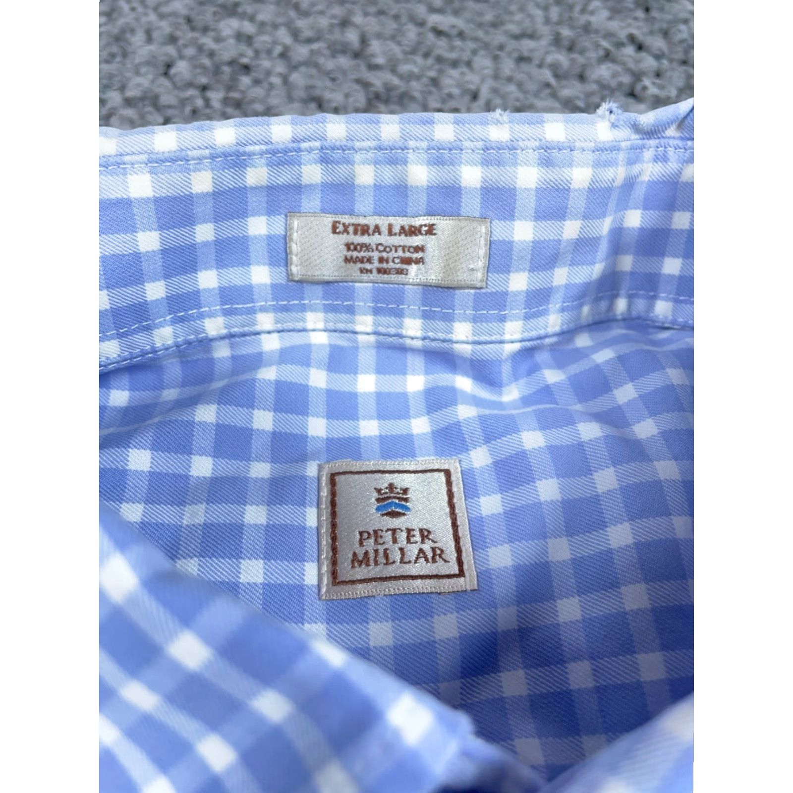 Peter Millar Peter Millar Shirt Adult XL Blue Gingham Check Cotton Long Sleeve Button-Down Preppy Casual Mens Size US XL / EU 56 / 4 - 3 Thumbnail