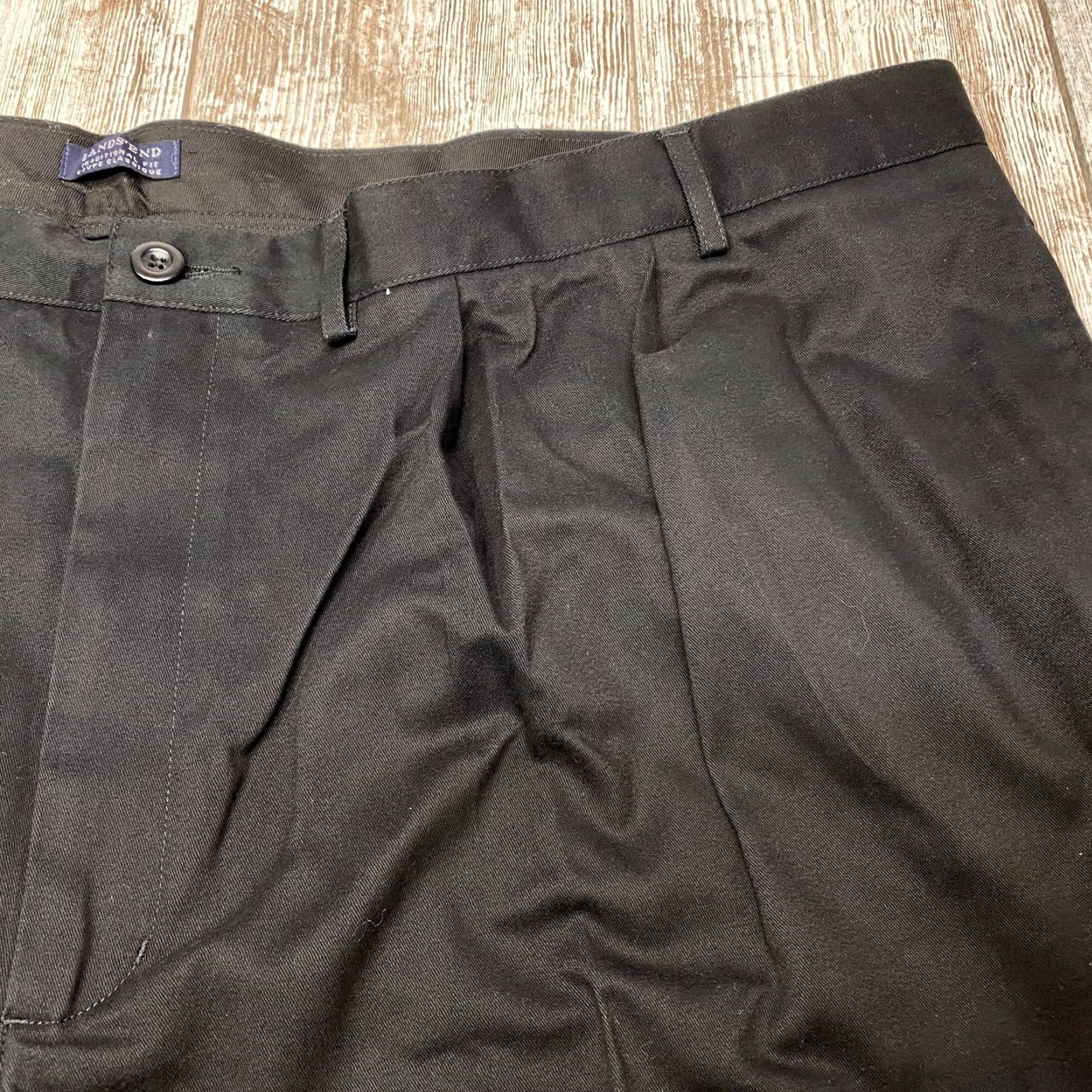 Lands' End Lands' End Chino Pants Mens 52x29 Black Traditional Fit Pleated NEW 7555 Size US 36 / EU 52 - 7 Thumbnail