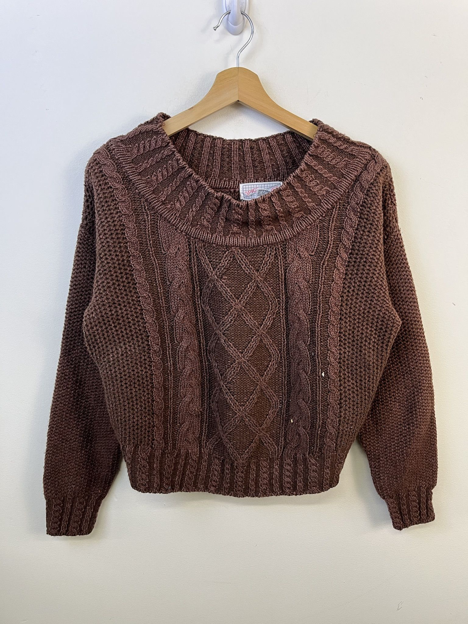 Other Vintage Knit Sweater 1990s Spice of Life Cableknit Cropped Sweater Size L Size US L / EU 52-54 / 3 - 1 Thumbnail