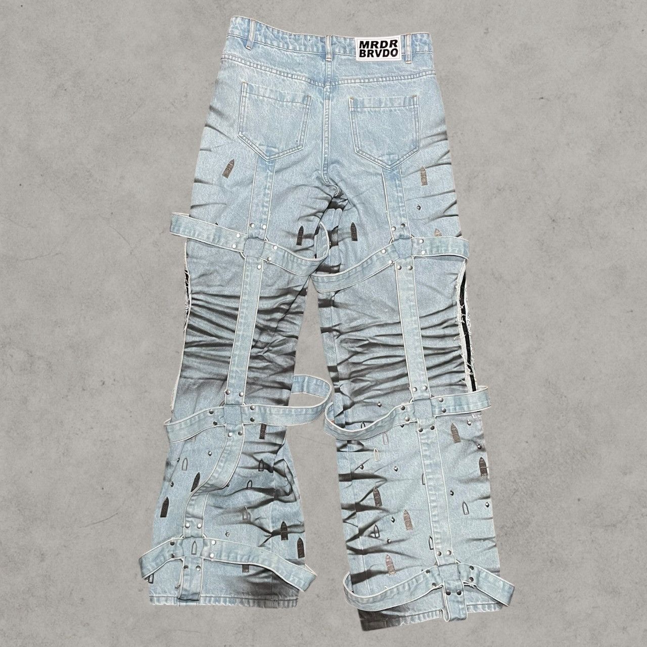 Who Decides War Who Decides War Graffiti Bondage Strap Wide Leg Jeans Sz 26 Size US 30 / EU 46 - 2 Thumbnail