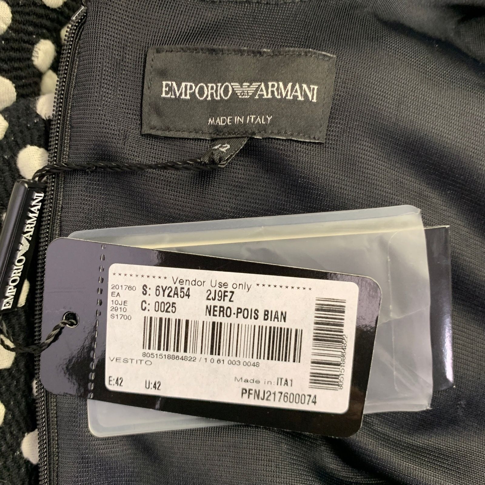 Emporio Armani Size 6 Black White Cotton Blend Polka Dot A-Line Dress Size M / US 6-8 / IT 42-44 - 5 Thumbnail