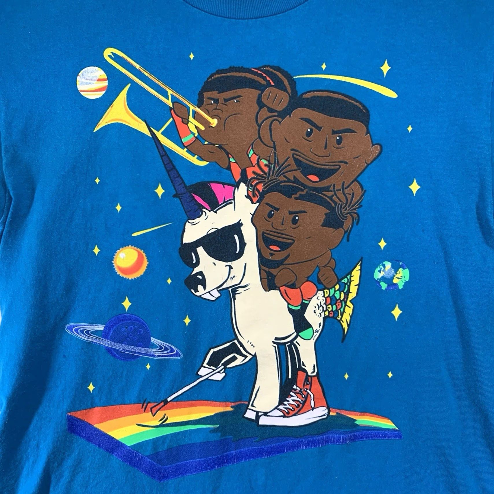 Vintage WWE The New Day Kofi Kingston T-Shirt Medium Blue Unicorn Graphic Wrestling Unisex Adults Size US M / EU 48-50 / 2 - 7 Thumbnail