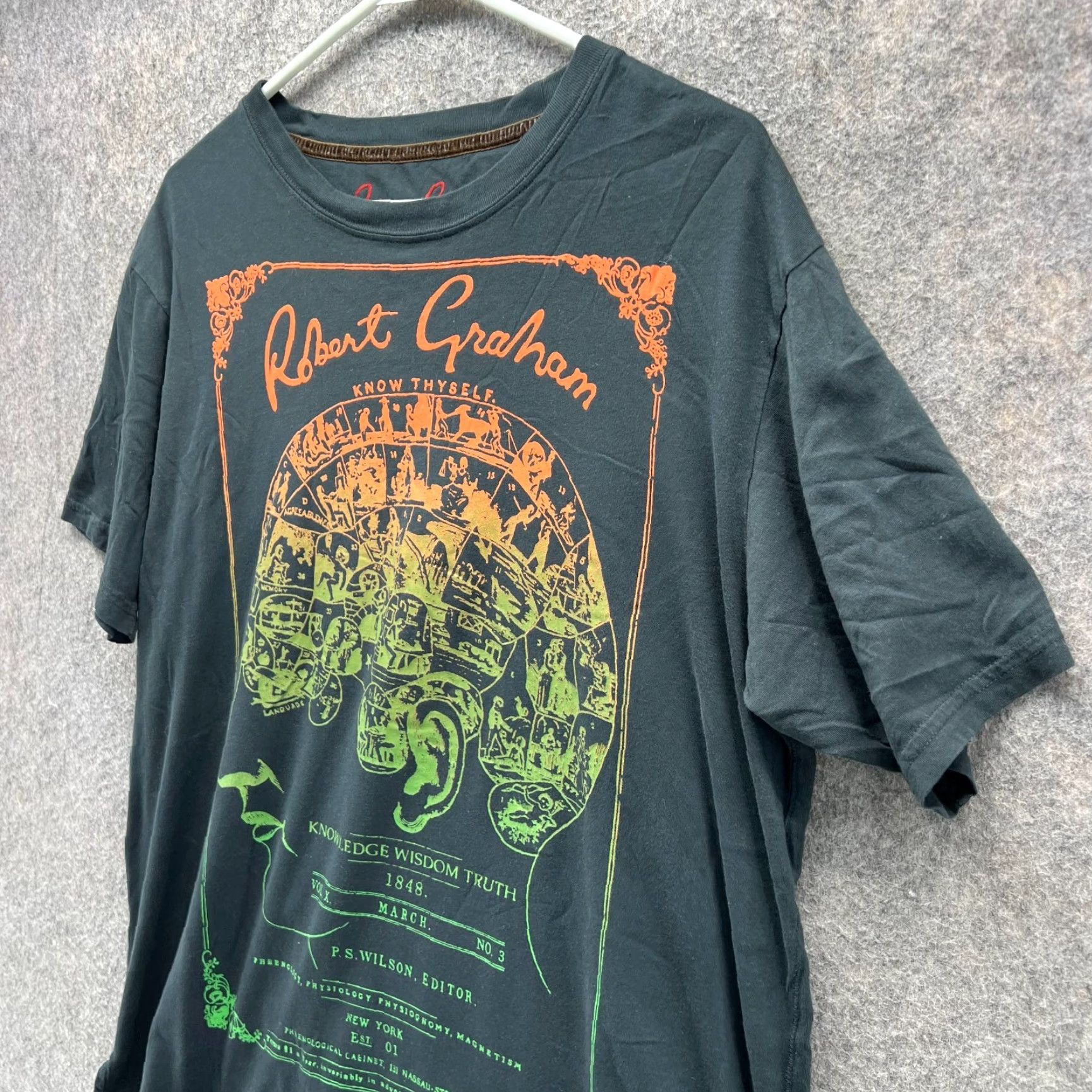 Robert Graham Robert Graham Shirt Men L Gray Crewneck Brain Print Tee Short Sleeve T-Shirt Casual Logo All Seasons Vintage No Size US L / EU 52-54 / 3 - 5 Thumbnail