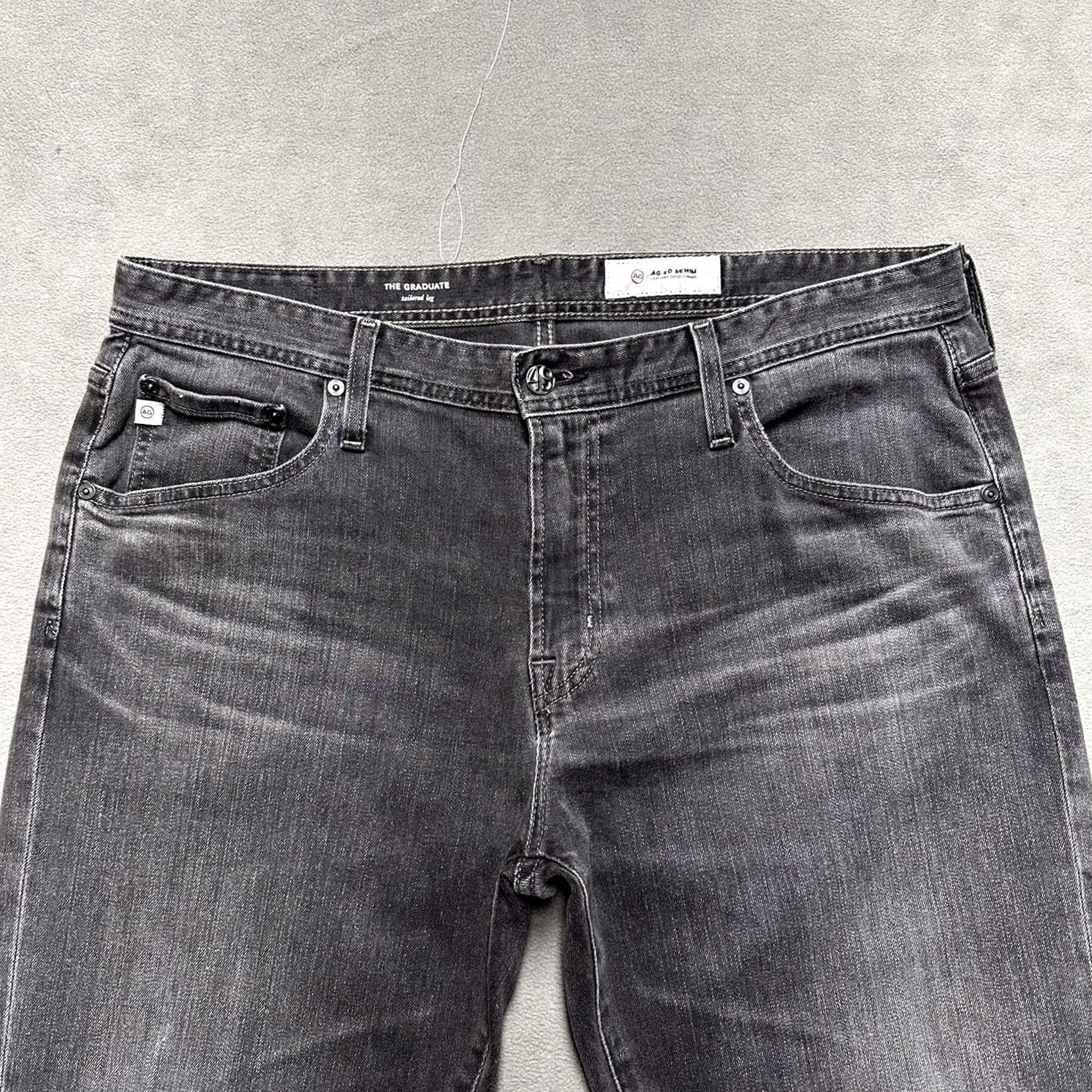 Denime AG The Graduate Jeans Mens 36R Gray Denim Straight 5-Pocket 28 Inseam 11 Rise Tailored Leg Cotton Blend Dark Wash Size US 36 / EU 52 - 3 Thumbnail