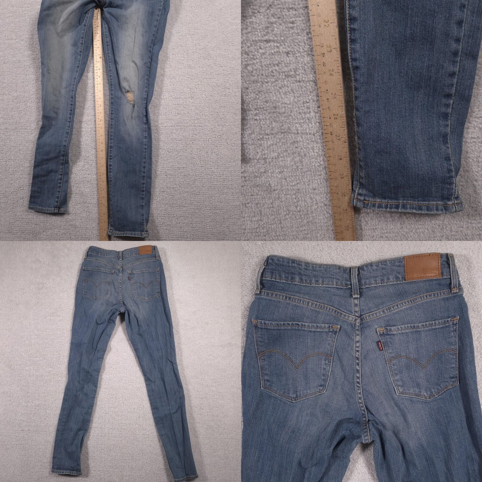 Levi's Levis Jeans Womens 28 Blue High Rise Skinny Distressed Stretch Denim Medium Wash Size 28" / US 6 / IT 42 - 9 Thumbnail