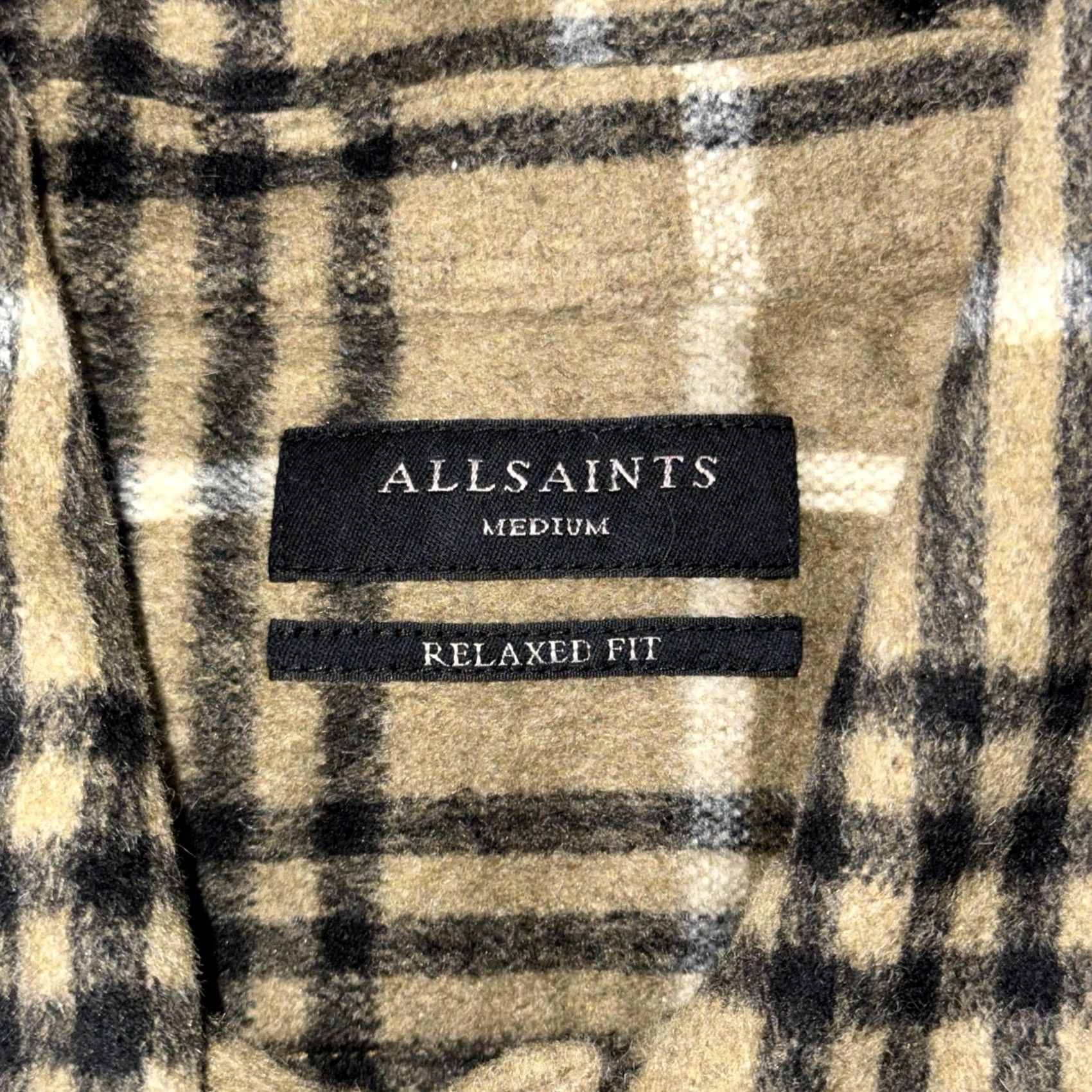 Allsaints VINTAGE AllSaints Shirt Mens Medium Beige Plaid Flannel Button Front Relaxed Fit Casual Size US M / EU 48-50 / 2 - 3 Thumbnail